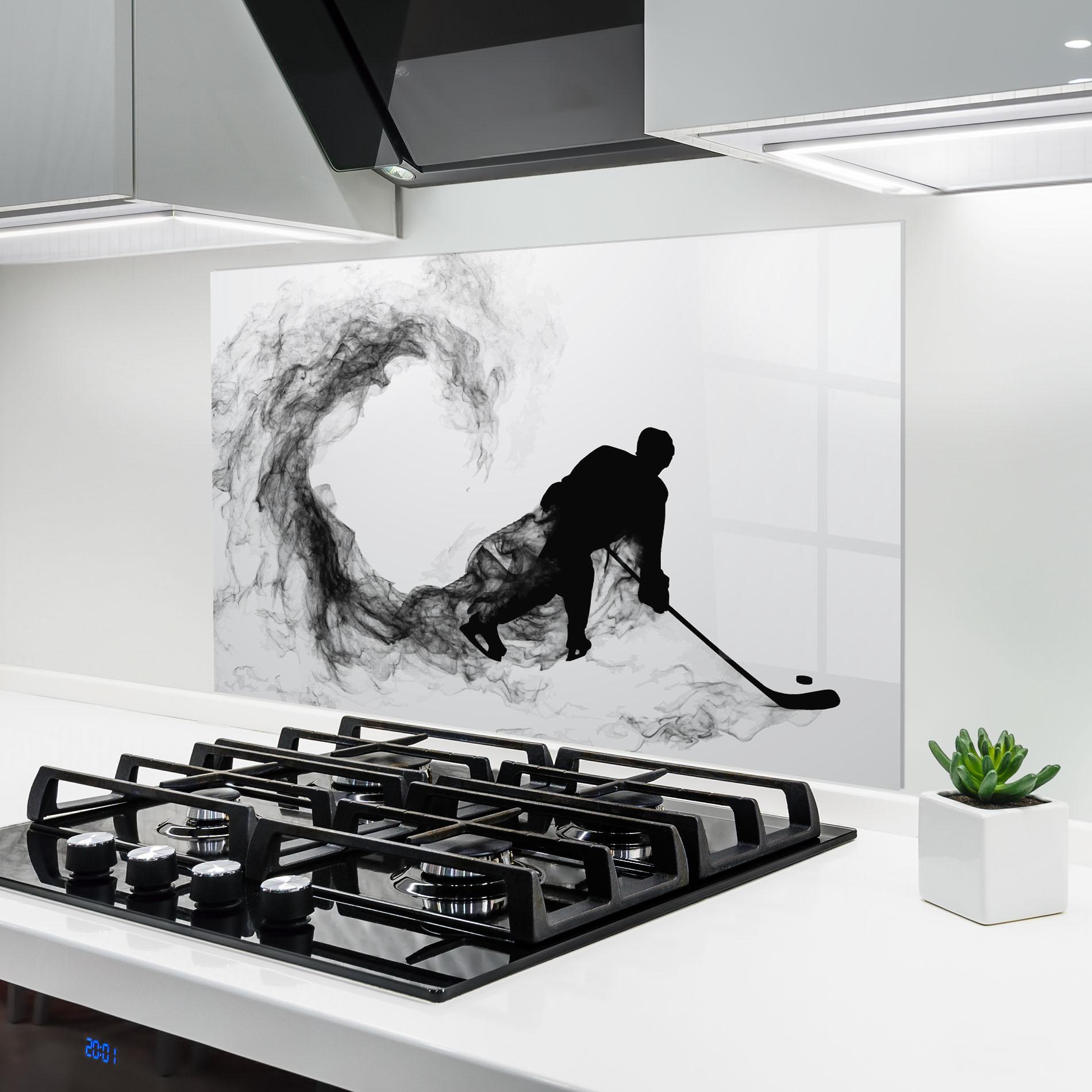 Küchenrückwand Glas Hockey Smoke mockup 6