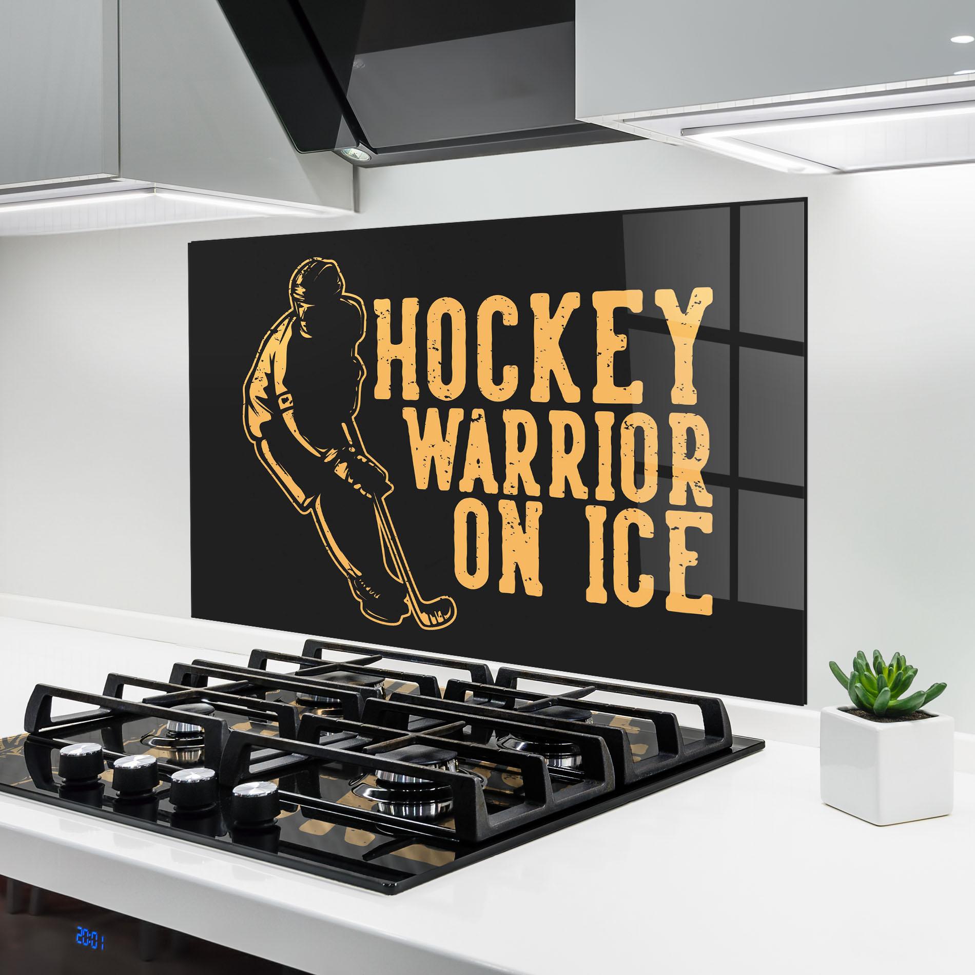 Küchenrückwand Glas Hockey Worrior mockup 6
