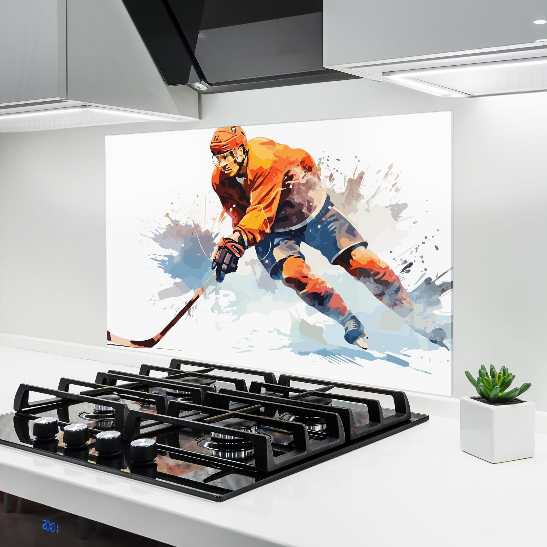 Küchenrückwand Glas Orange Hockey mockup 6