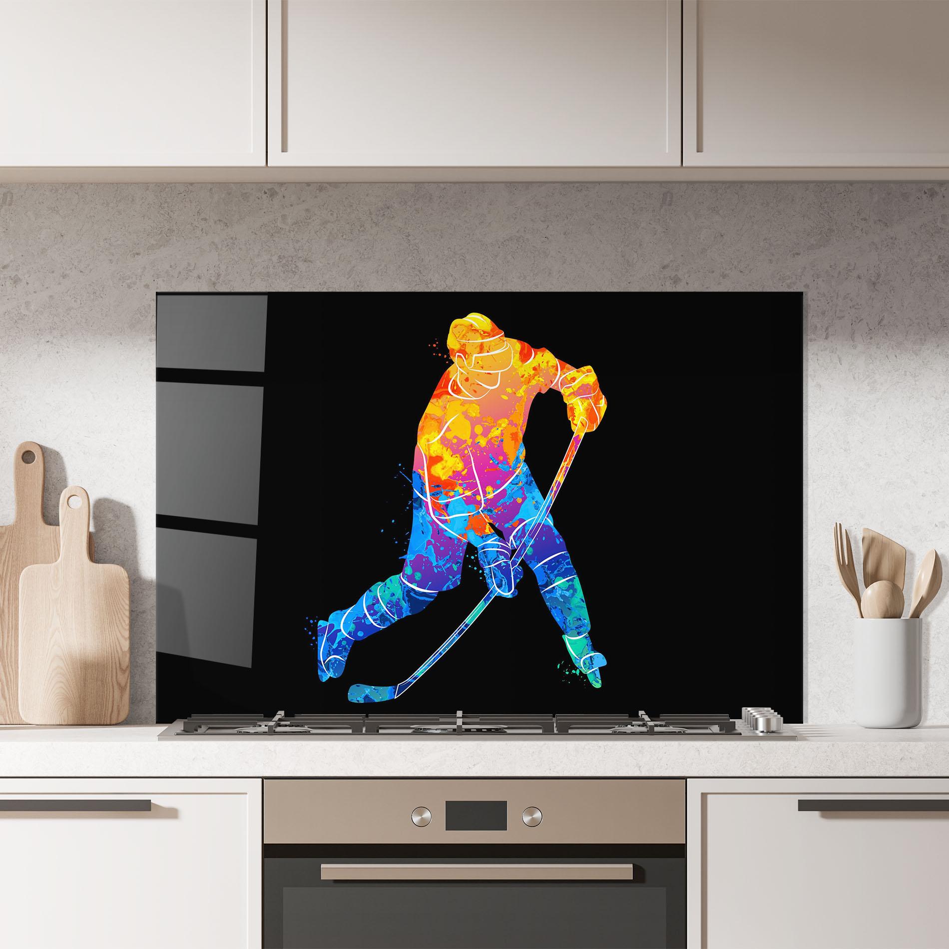 Küchenrückwand Glas Color Mix Hockey mockup 7