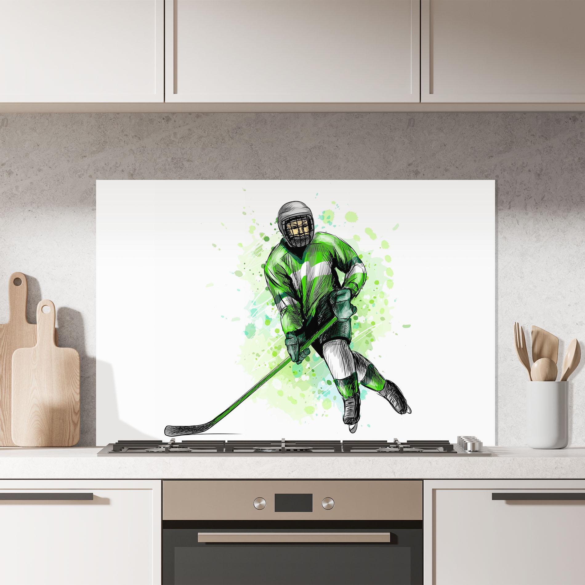Küchenrückwand Glas Green Hockey mockup 7