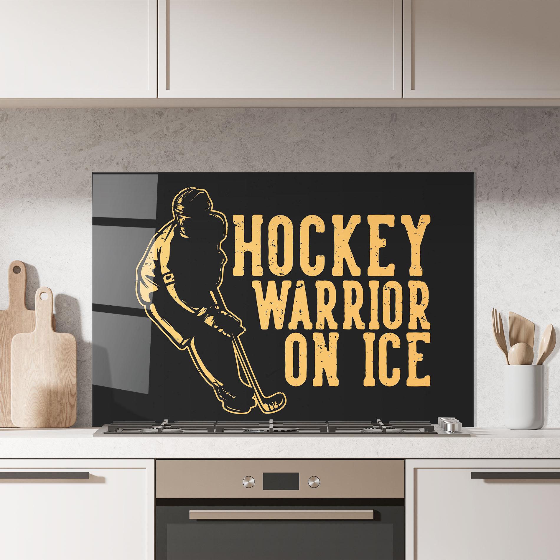 Küchenrückwand Glas Hockey Worrior mockup 7