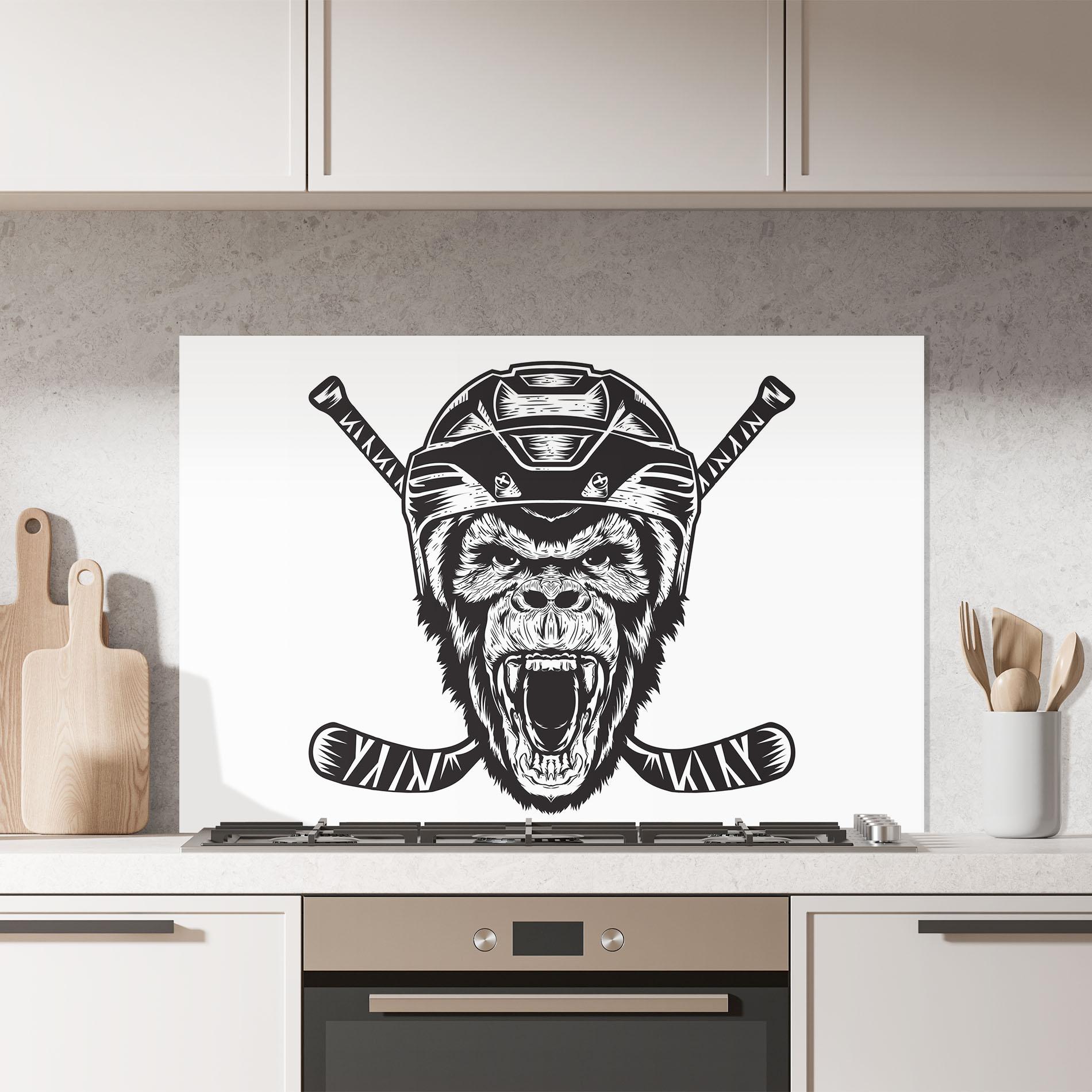 Küchenrückwand Glas Monkey Hockey mockup 7
