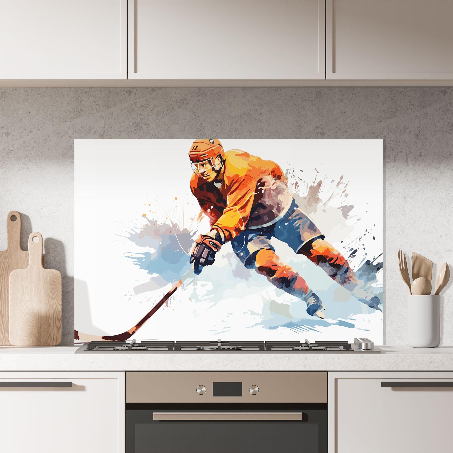 Küchenrückwand Glas Orange Hockey mockup 7