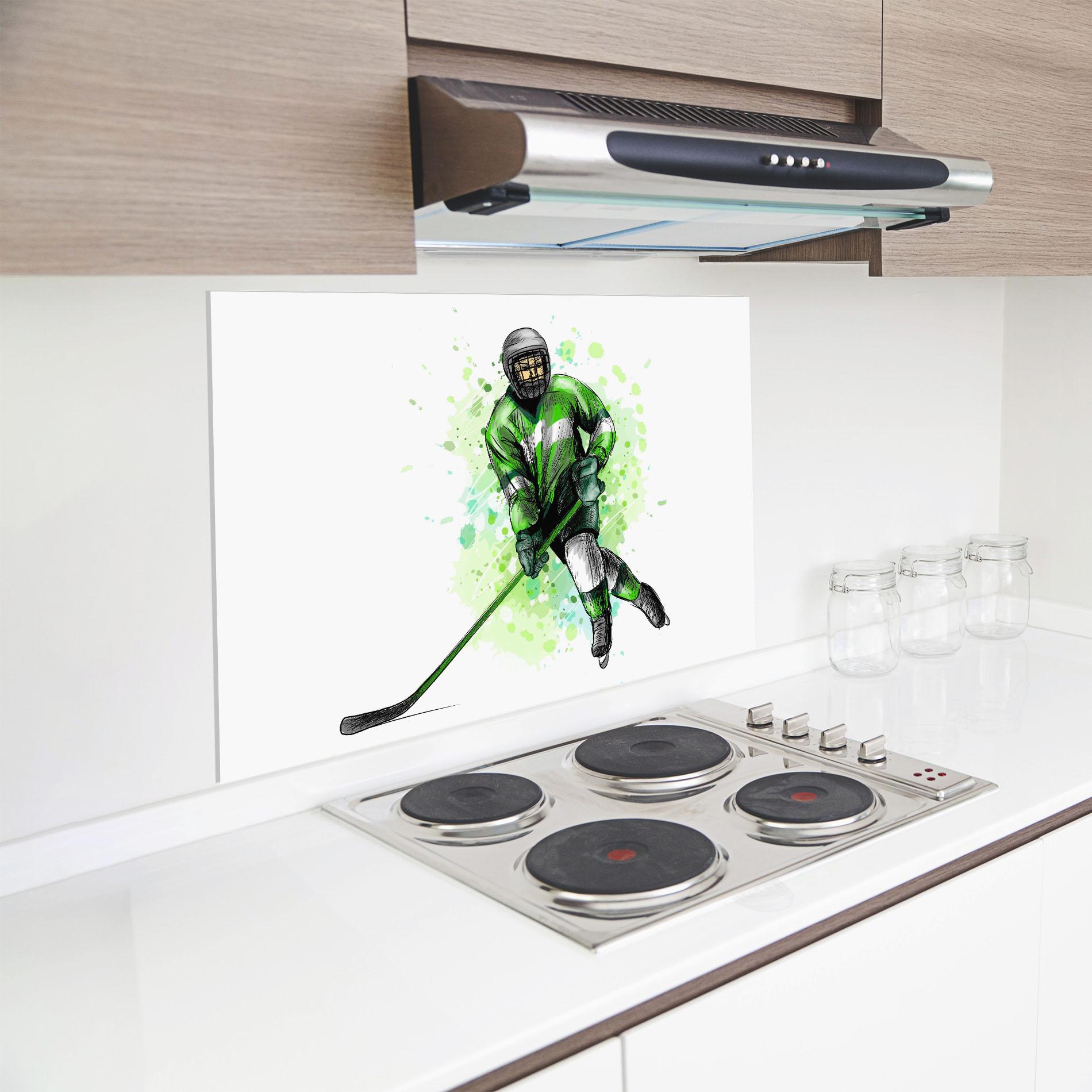 Küchenrückwand Glas Green Hockey mockup 8
