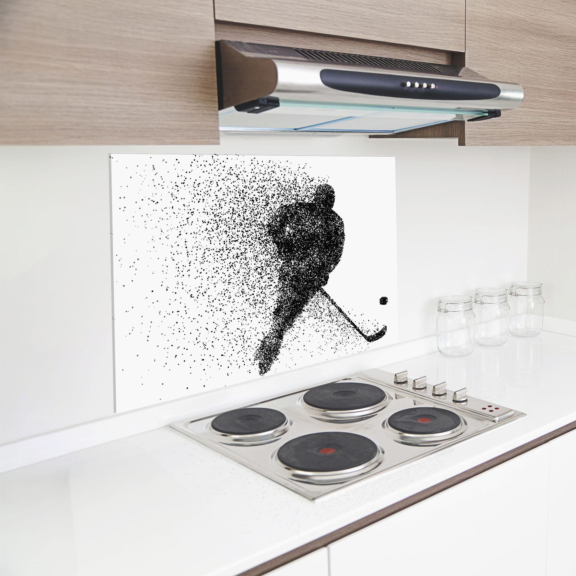 Küchenrückwand Glas Hockey Art mockup 8