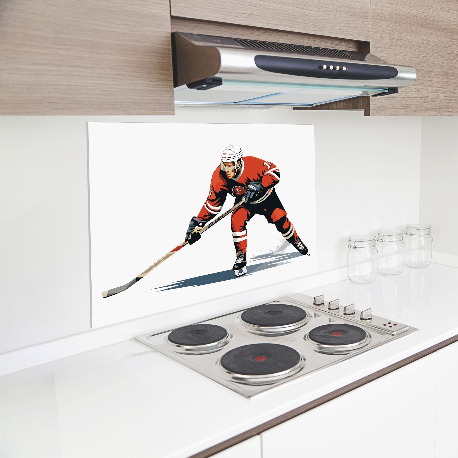 Küchenrückwand Glas Hockey Orange Player mockup 8