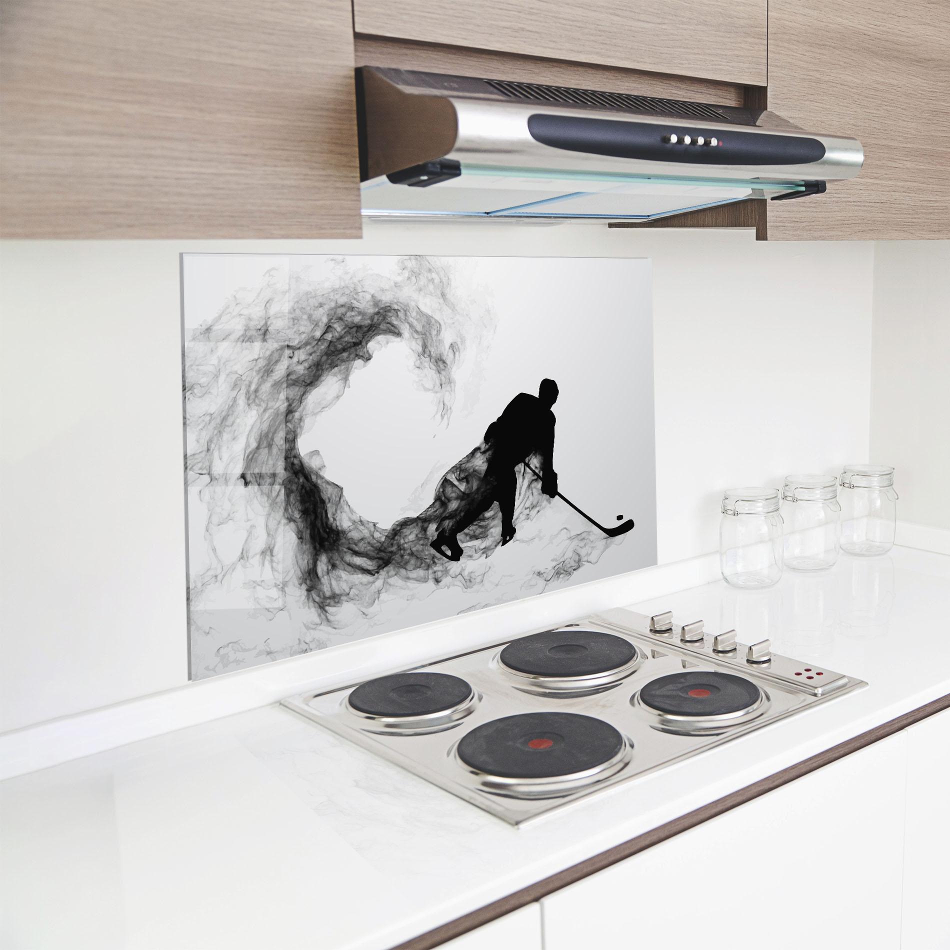Küchenrückwand Glas Hockey Smoke mockup 8