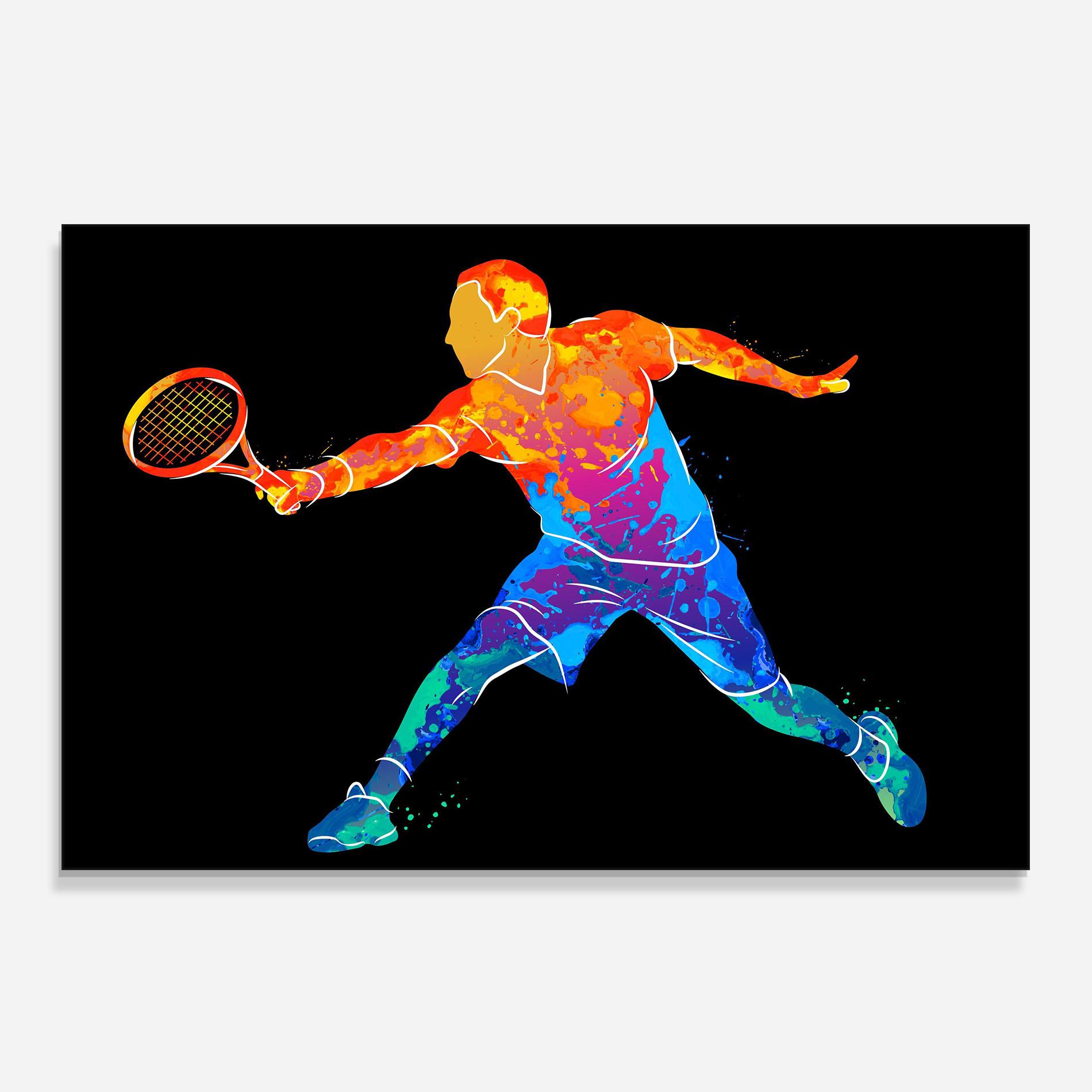 Küchenrückwand Glas Tennis Orange Blue mockup 0