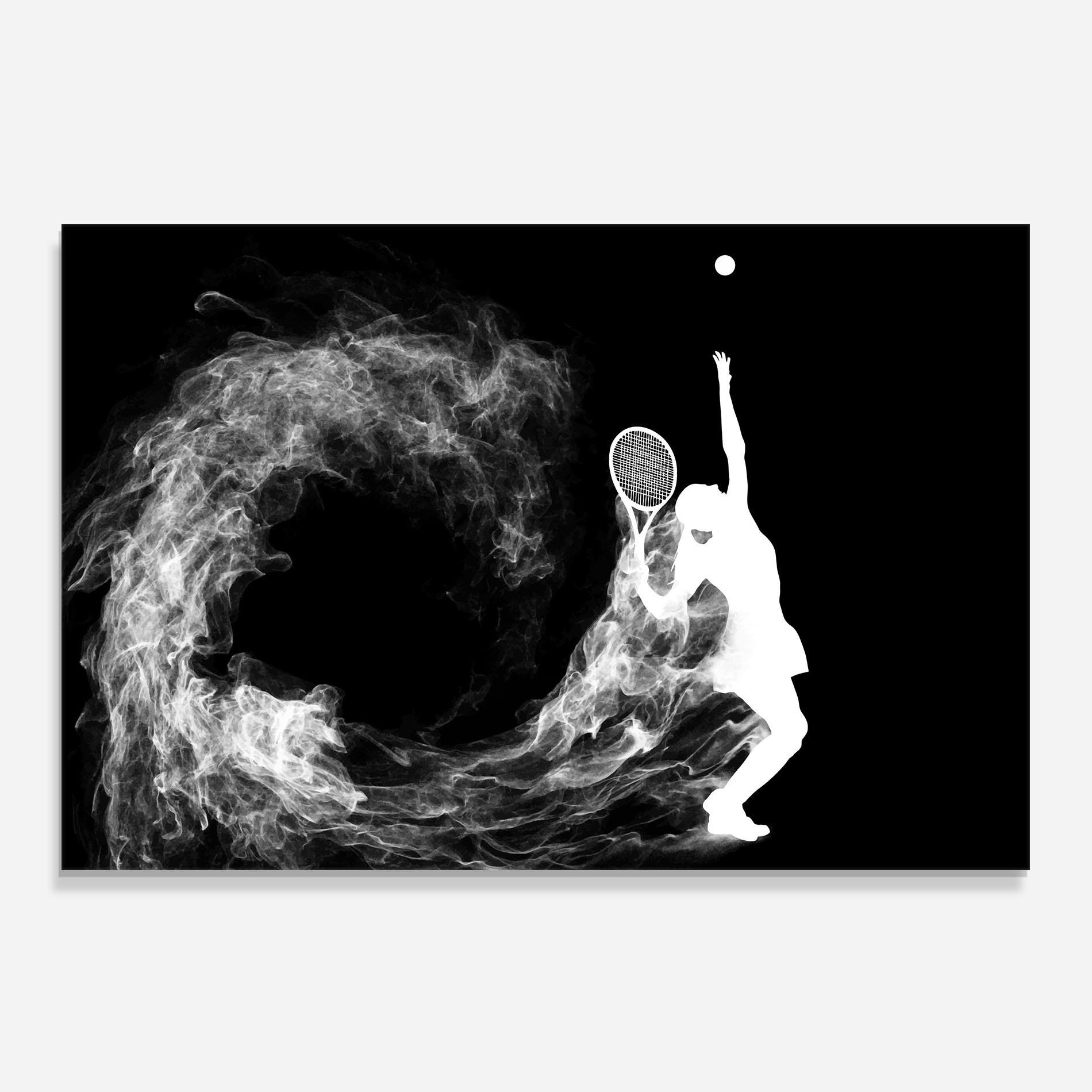 Küchenrückwand Glas White Tennis Smoke mockup 0