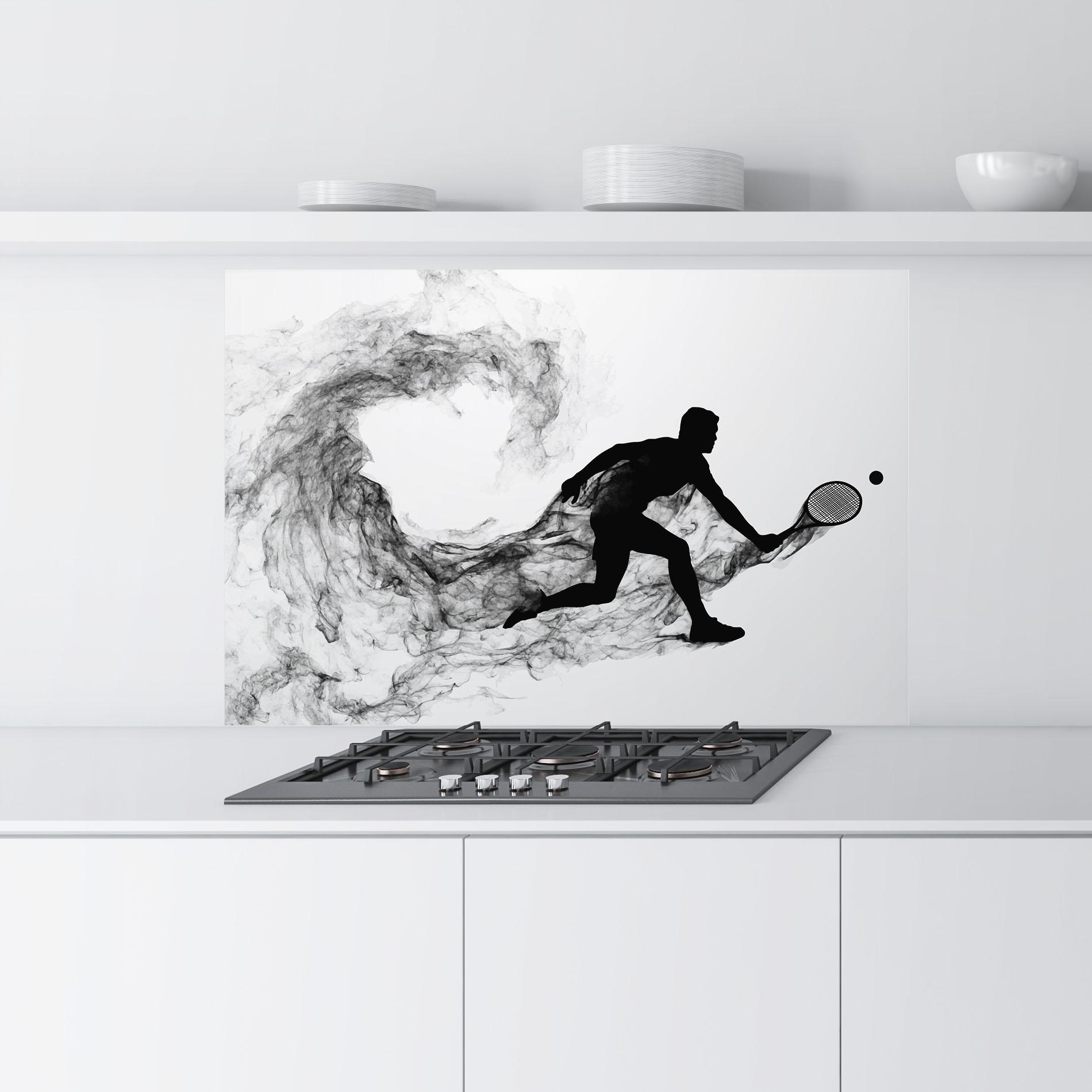Küchenrückwand Glas Black Smoke Tennis mockup 9