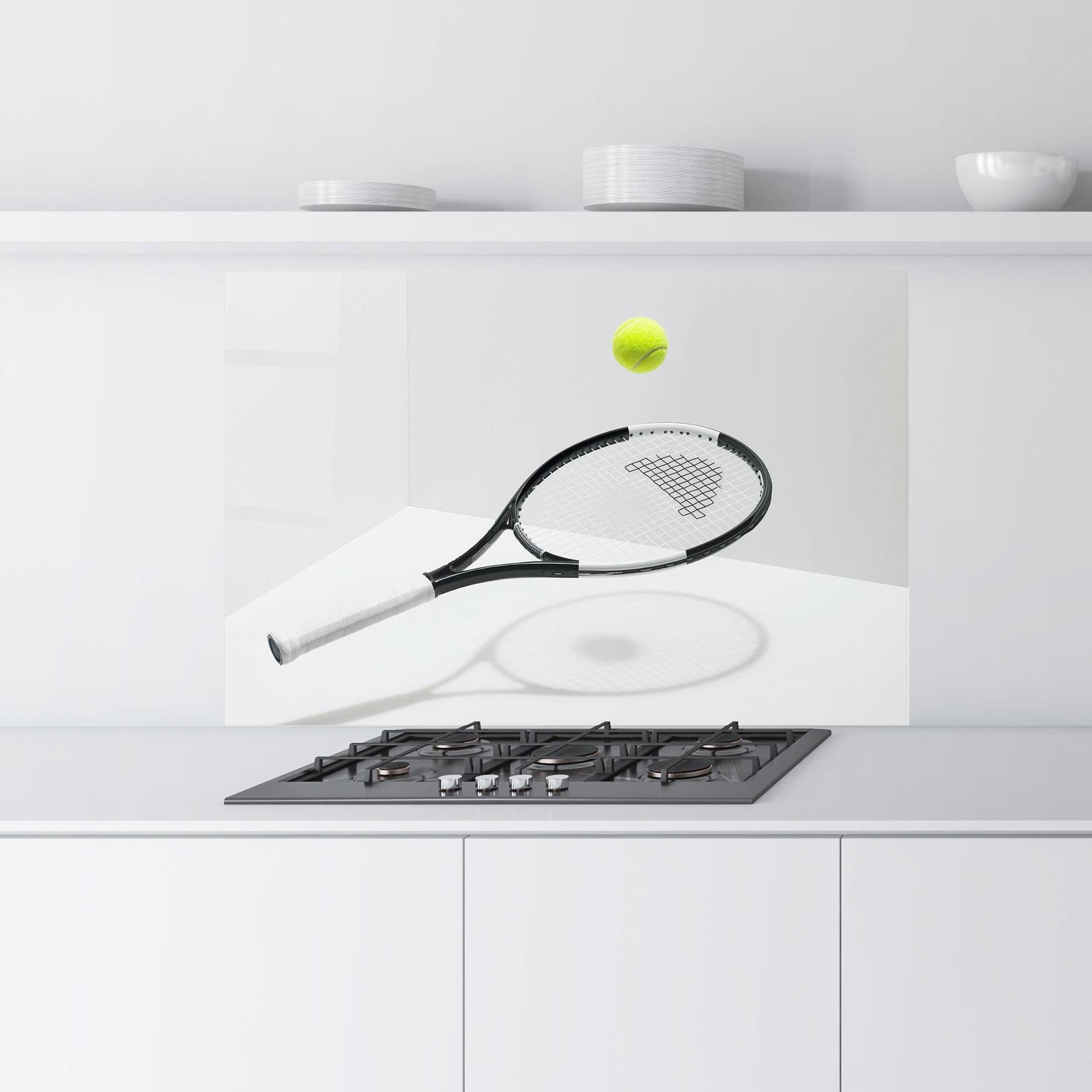 Küchenrückwand Glas Floating Tennis Racket mockup 9