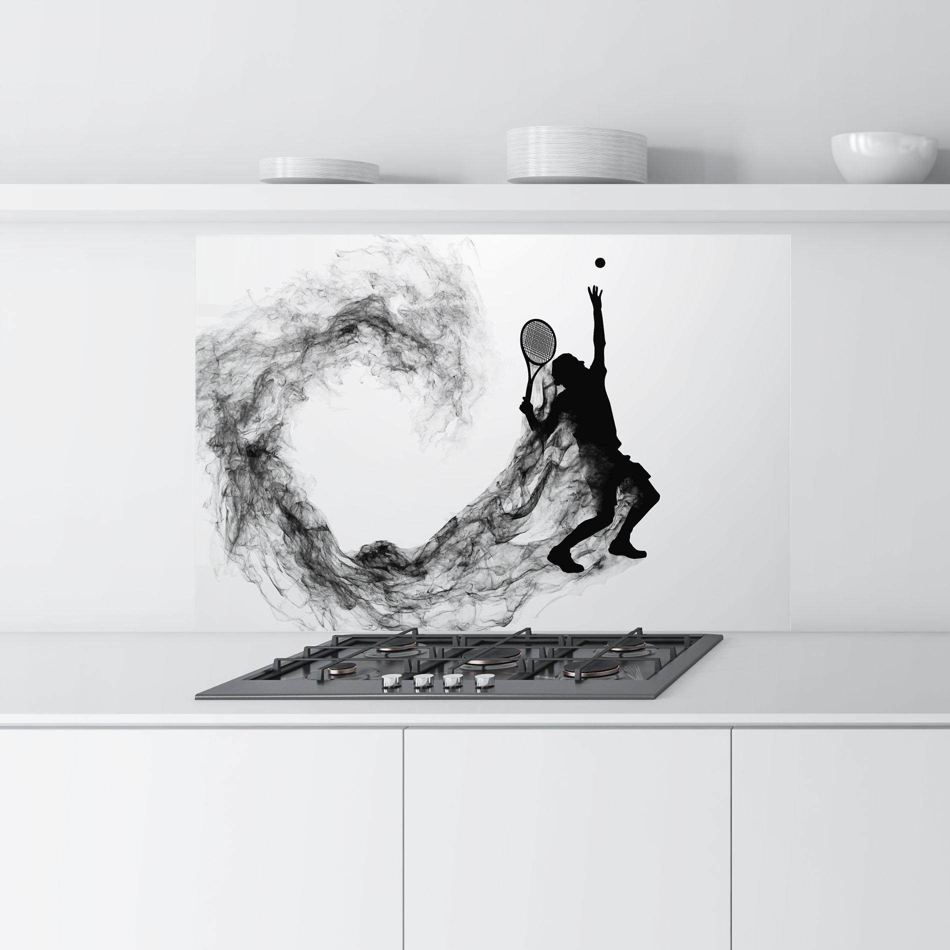 Küchenrückwand Glas Tennis Black Smoke mockup 9