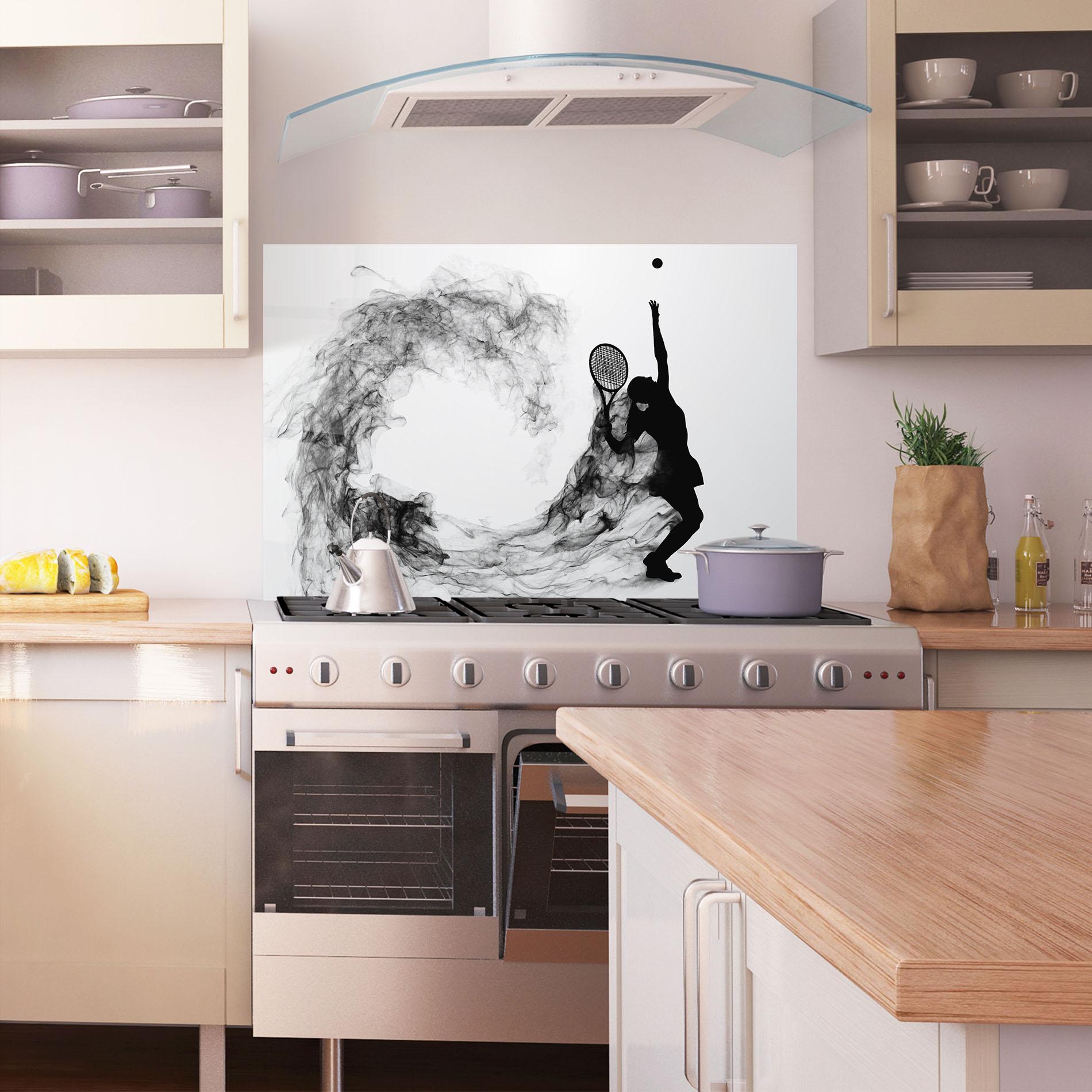 Küchenrückwand Glas Black Tennis Smoke mockup 1