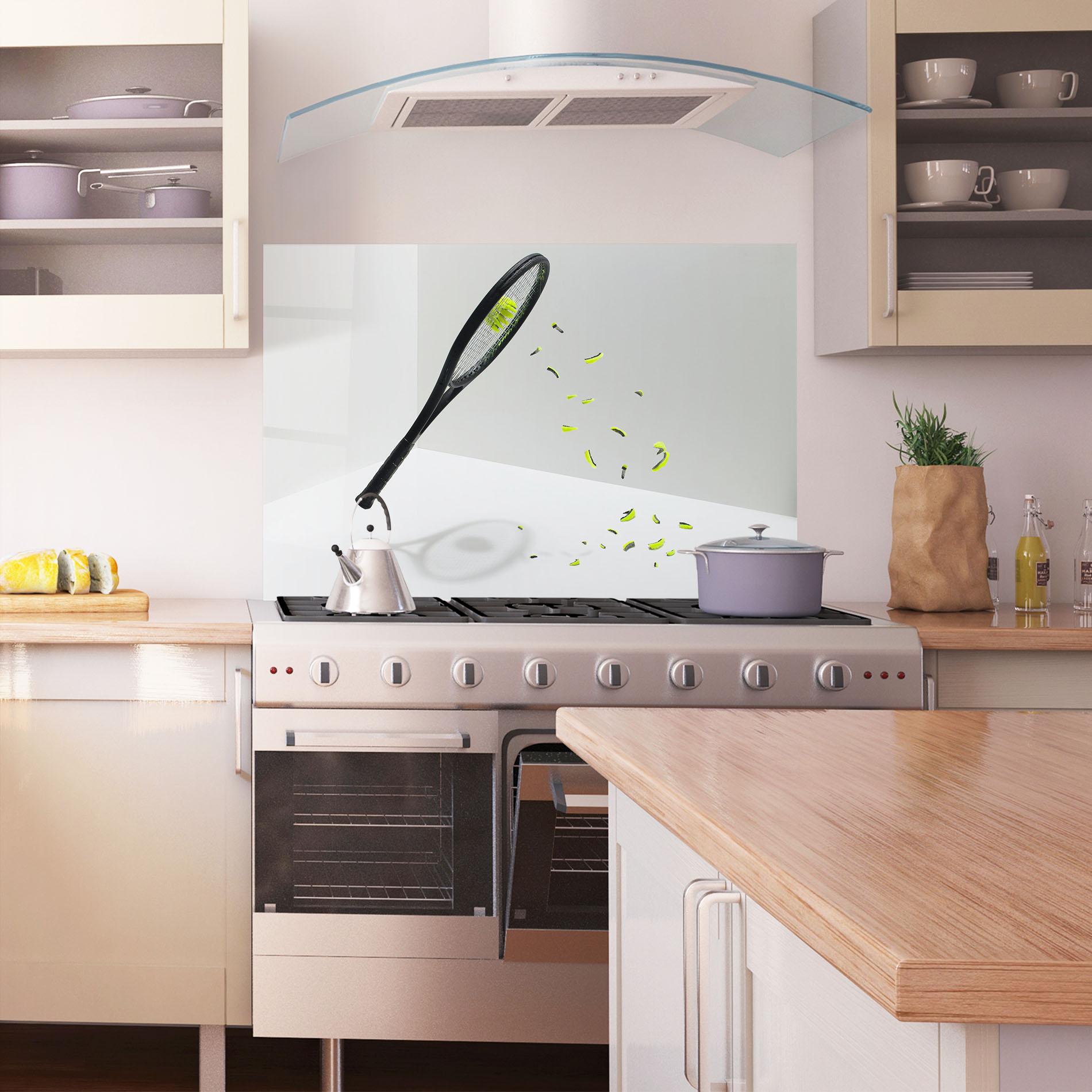 Küchenrückwand Glas Broken Tennis Ball mockup 1