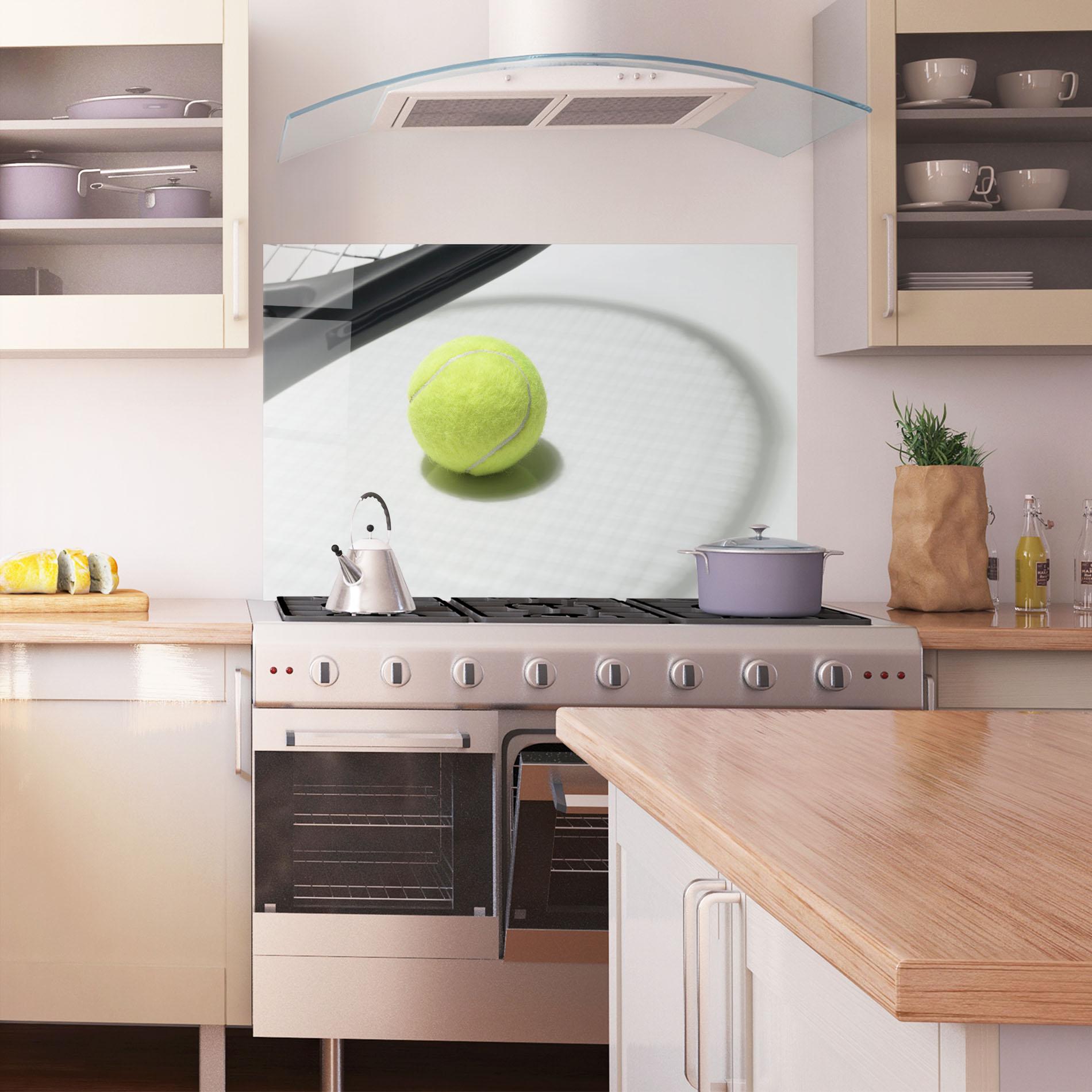 Küchenrückwand Glas Tennis Racket Shadow mockup 1