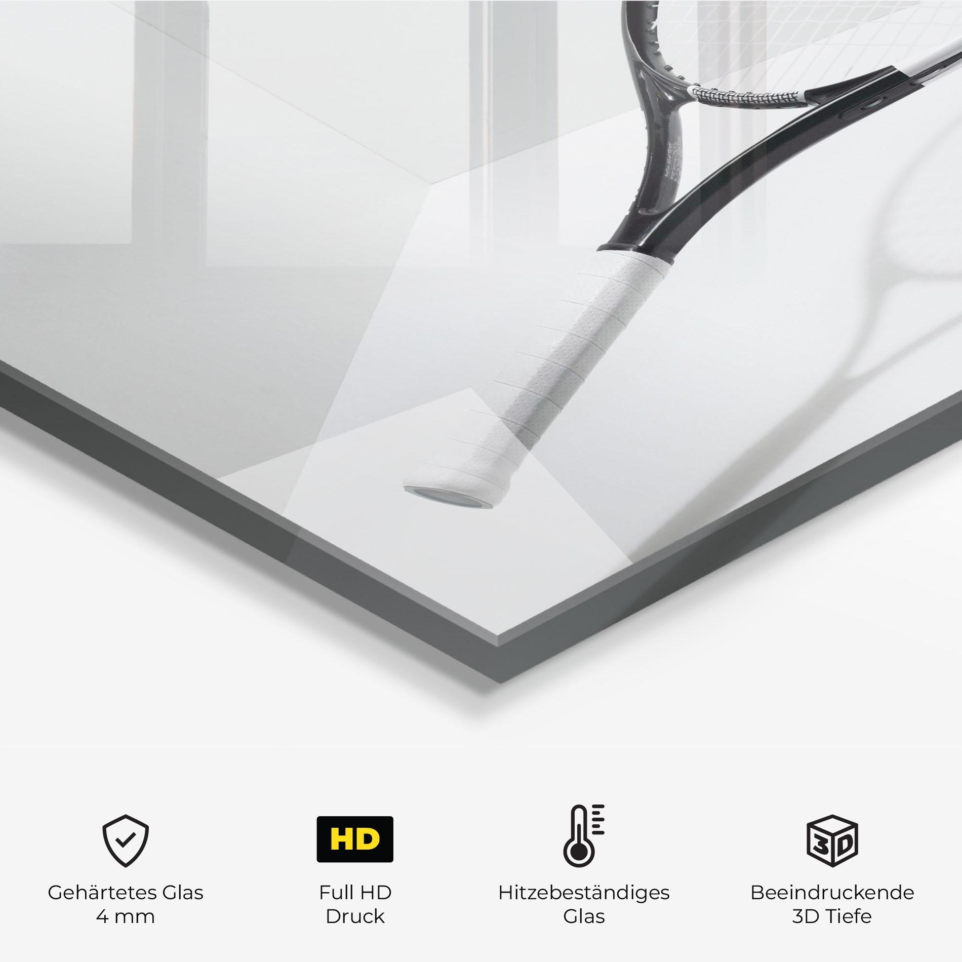 Küchenrückwand Glas Floating Tennis Racket mockup 2