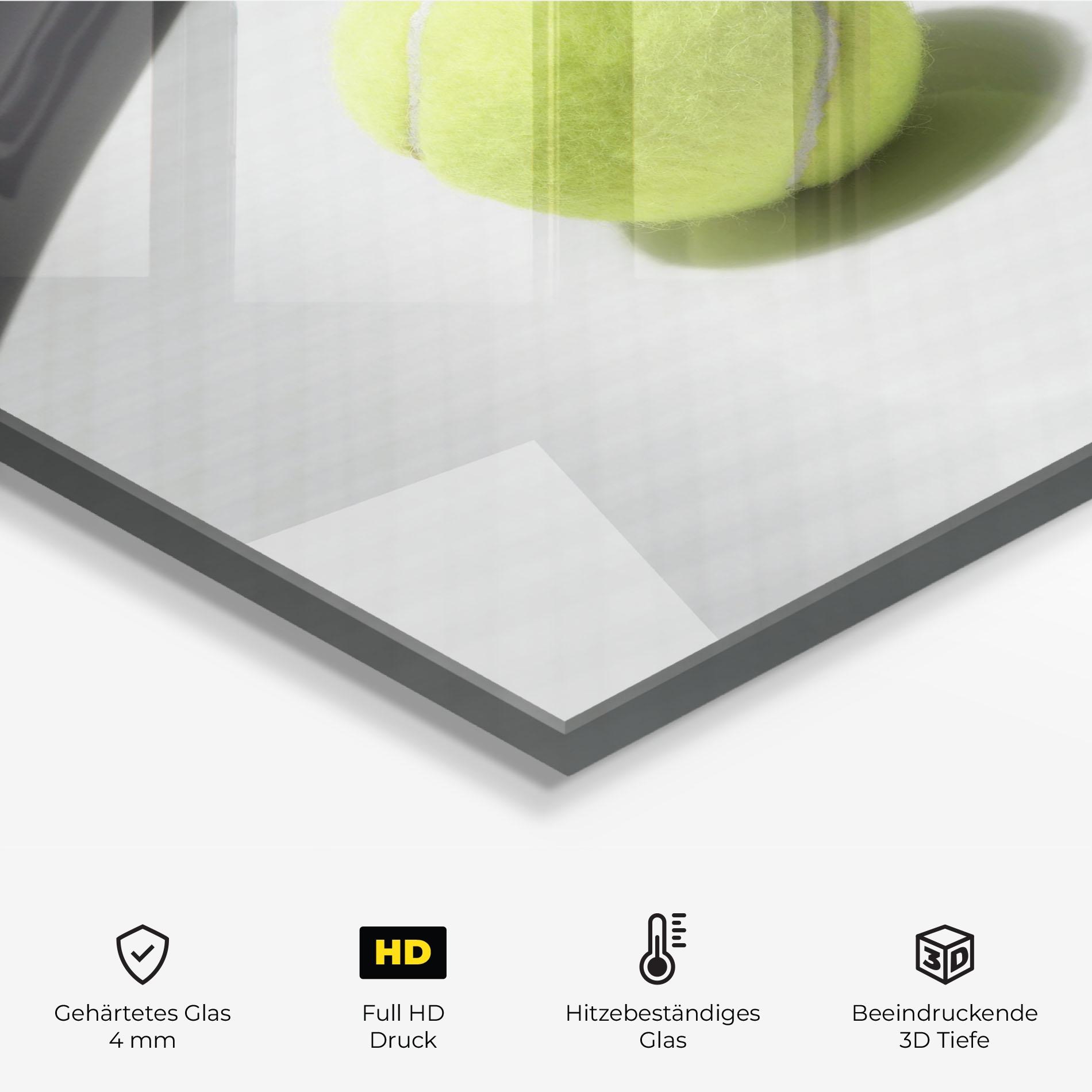 Küchenrückwand Glas Tennis Racket Shadow mockup 2