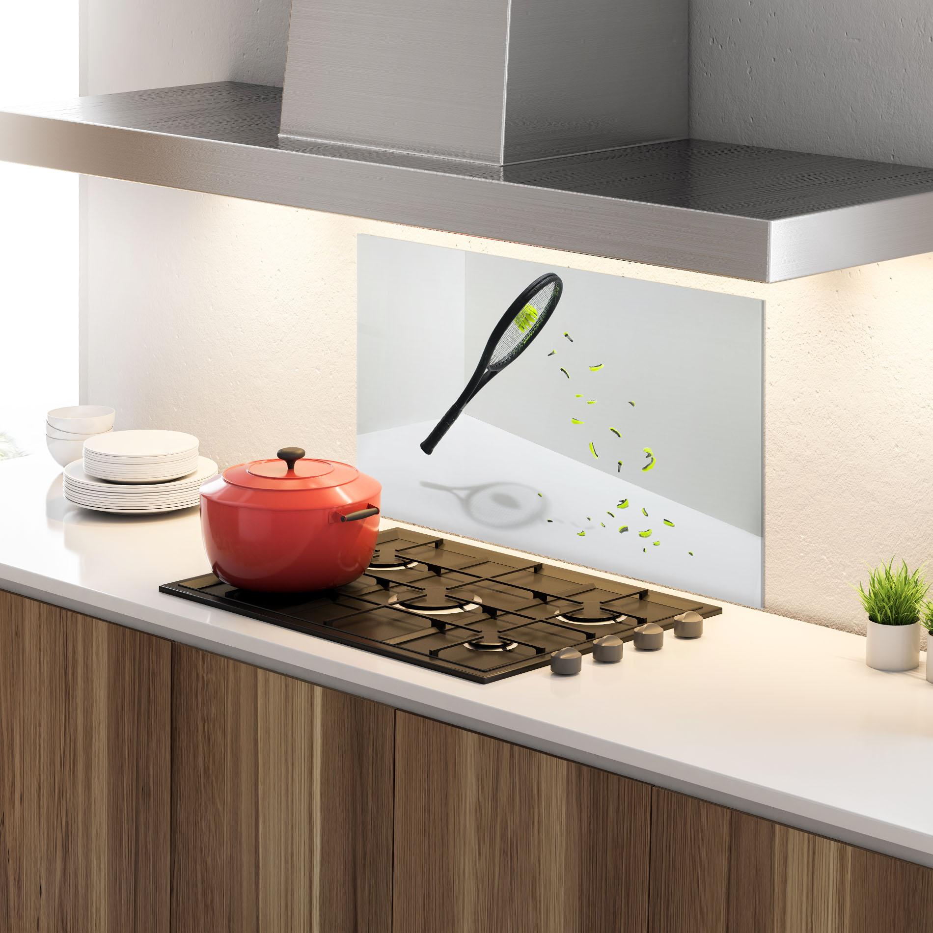 Küchenrückwand Glas Broken Tennis Ball mockup 4