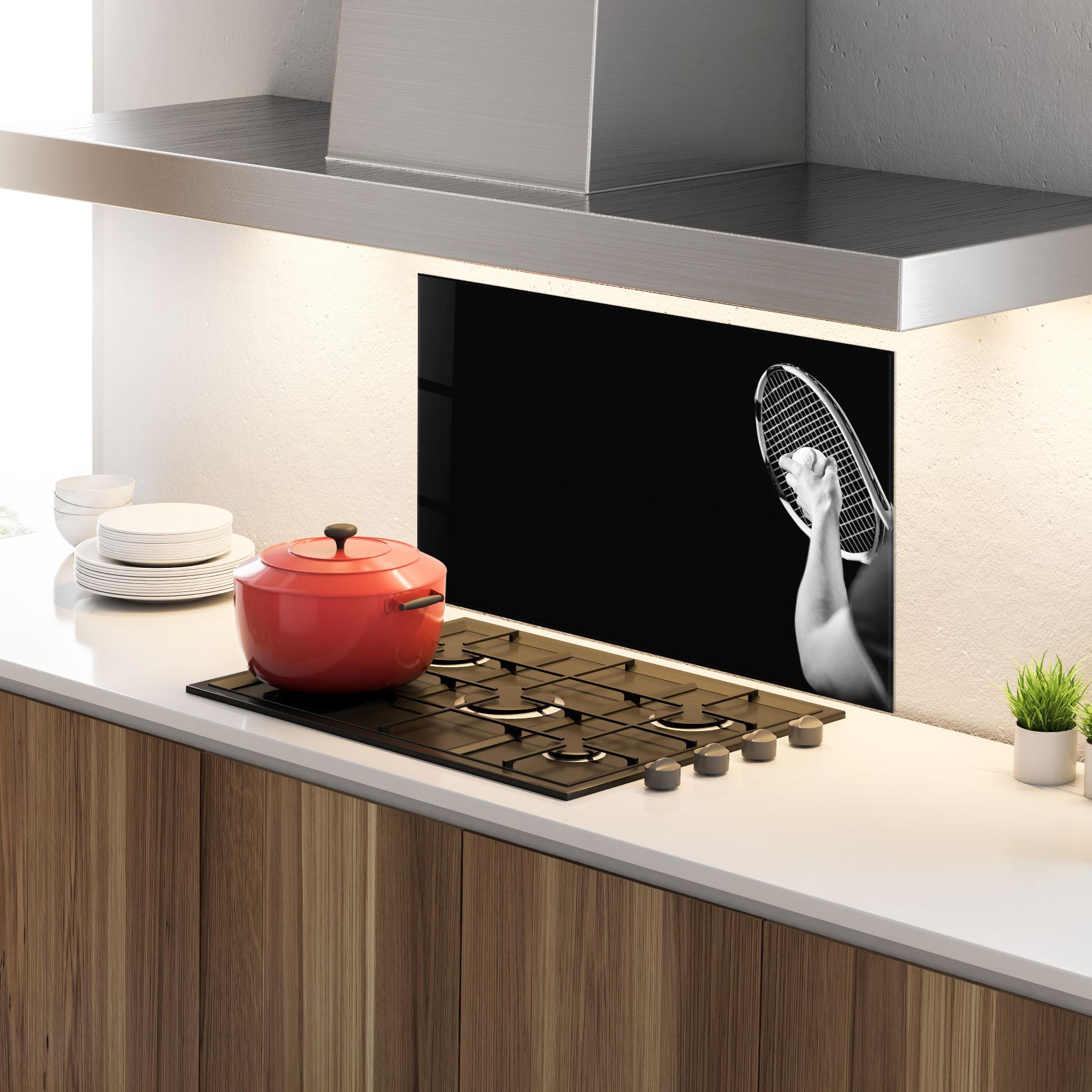 Küchenrückwand Glas Grey Tennis Racket mockup 4