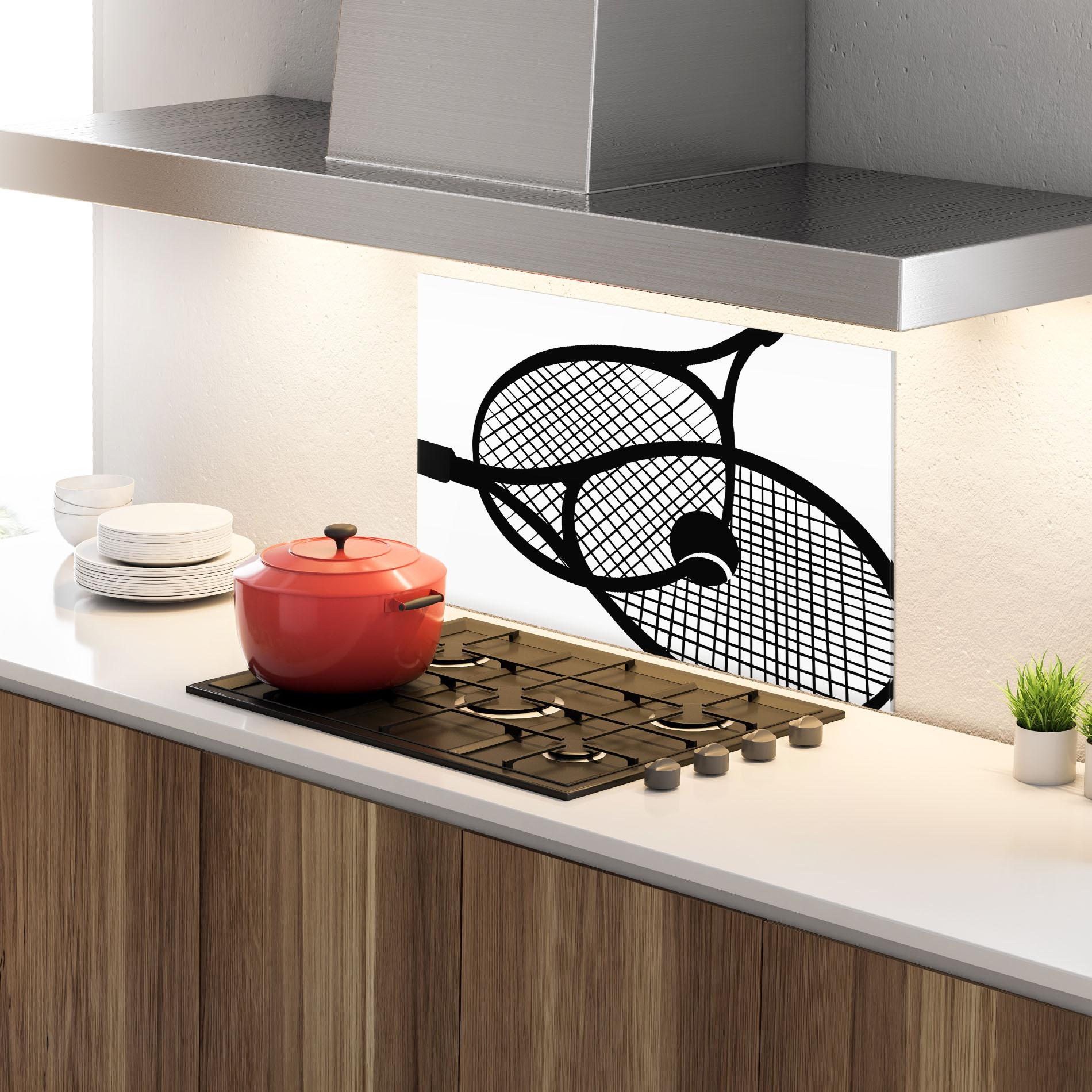 Küchenrückwand Glas Tennis Ball Line mockup 4
