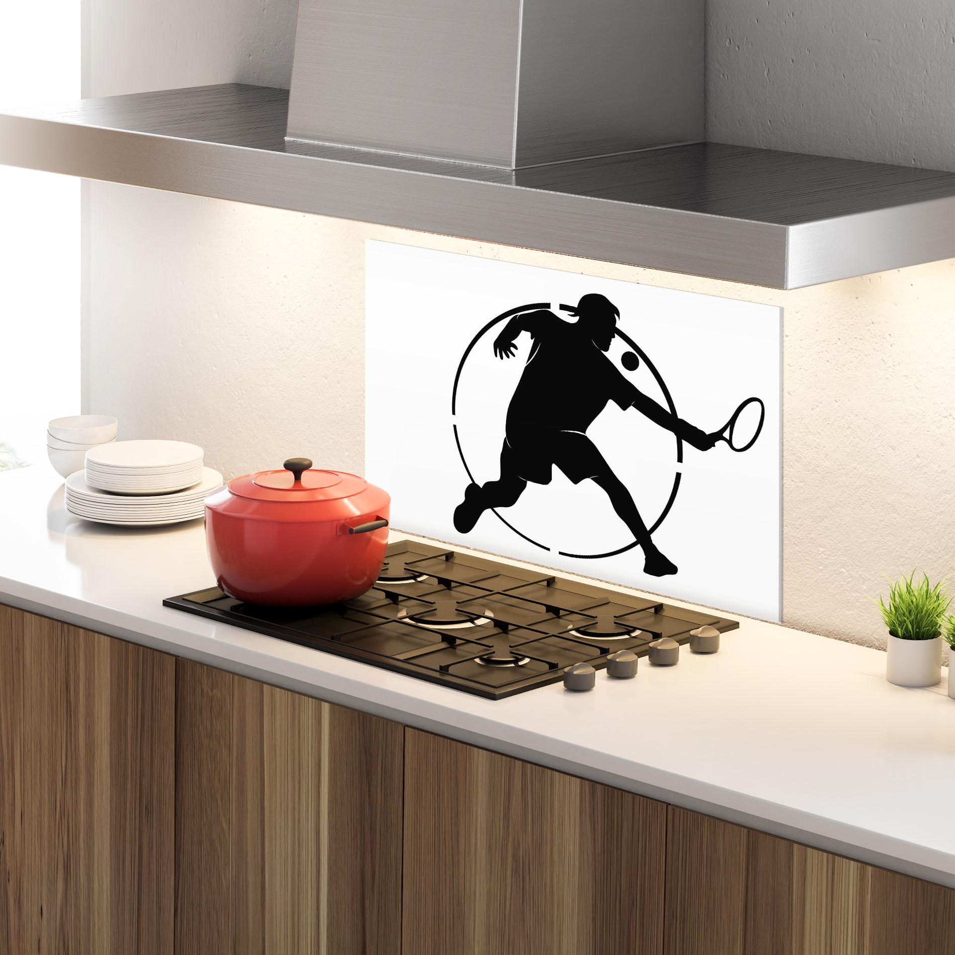 Küchenrückwand Glas Tennis Black Circle mockup 4