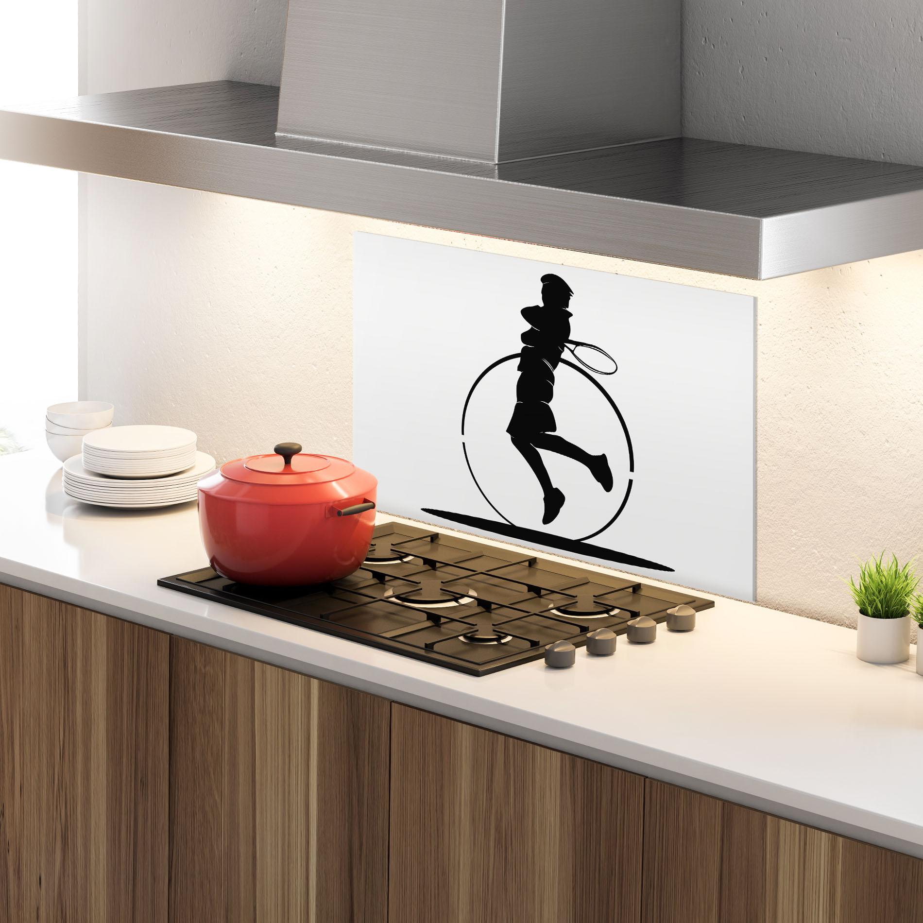 Küchenrückwand Glas Tennis Circle Black mockup 4