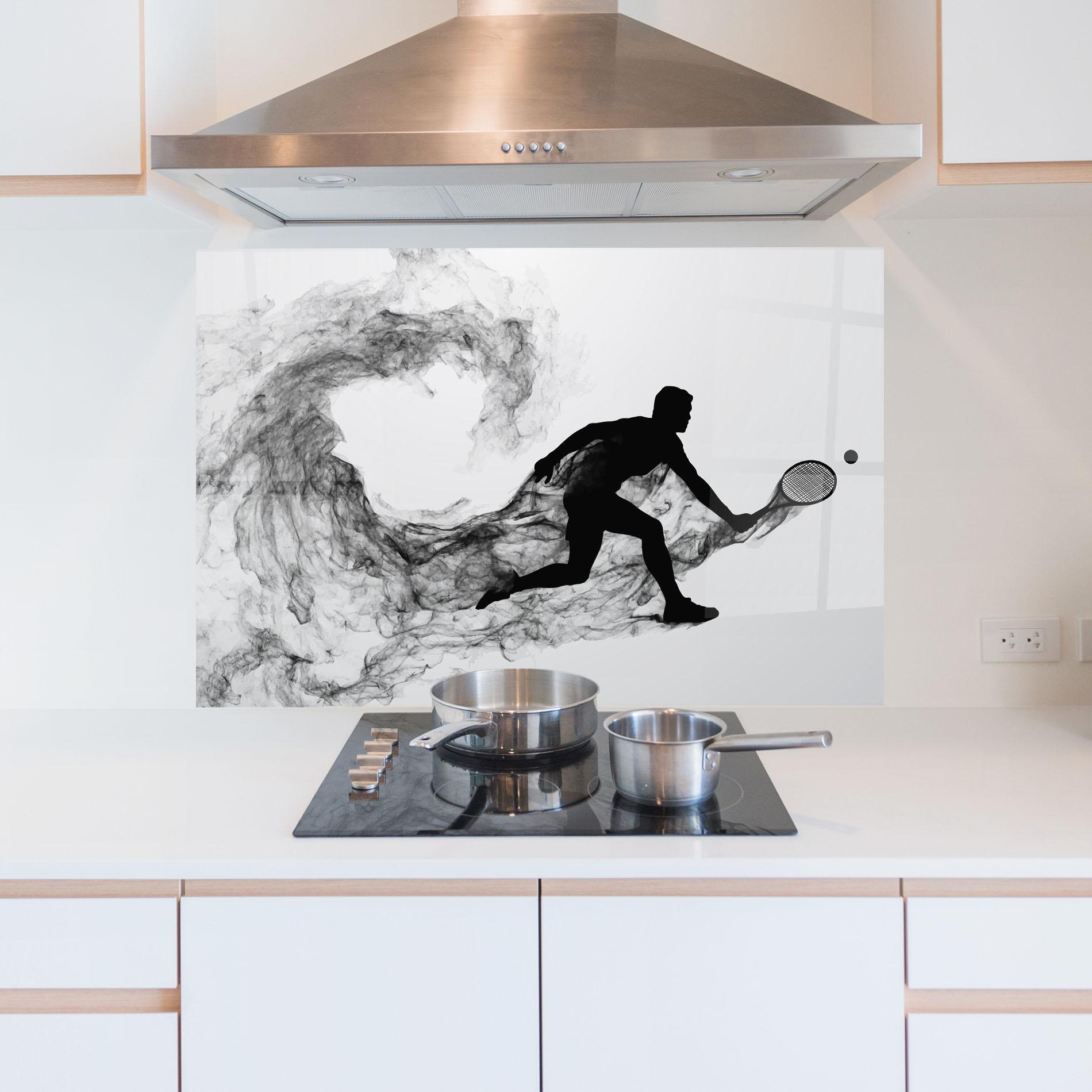 Küchenrückwand Glas Black Smoke Tennis mockup 5