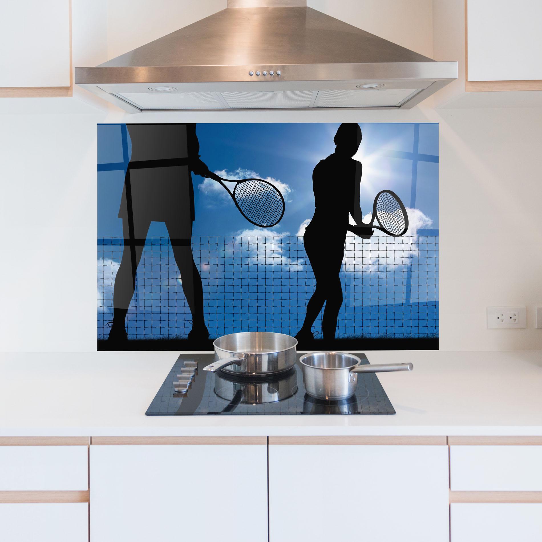 Küchenrückwand Glas Blue Sky Tennis mockup 5