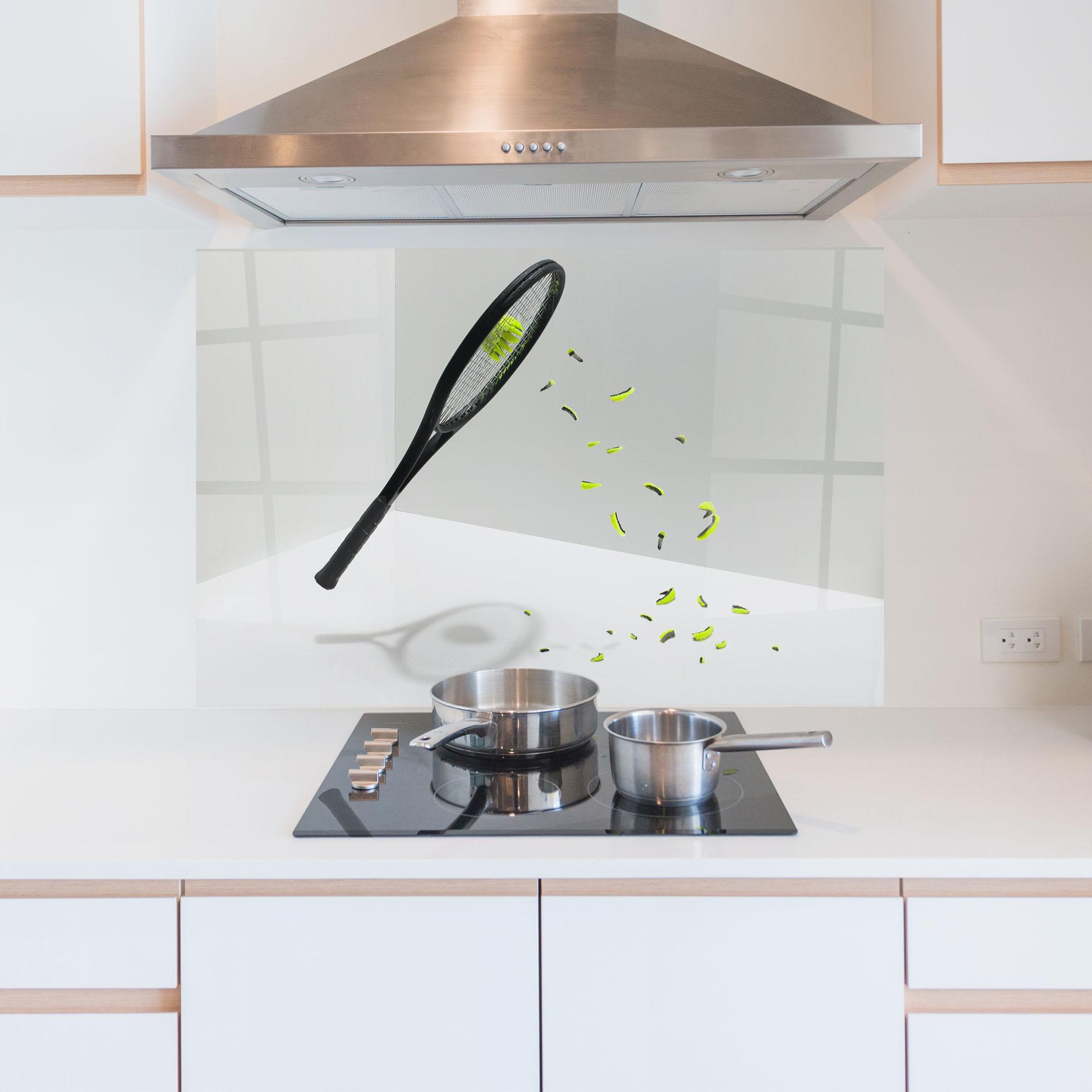 Küchenrückwand Glas Broken Tennis Ball mockup 5