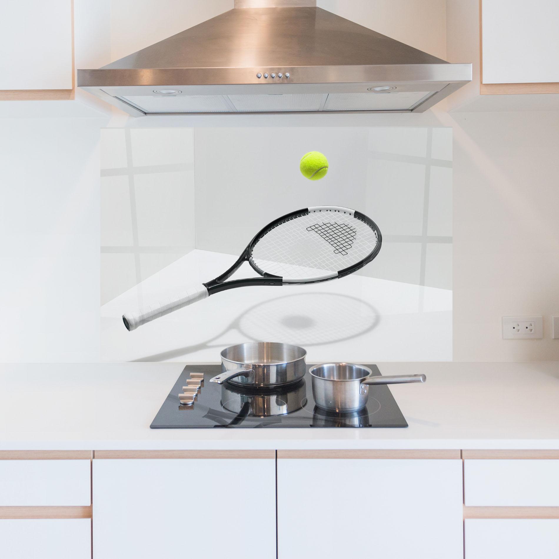 Küchenrückwand Glas Floating Tennis Racket mockup 5