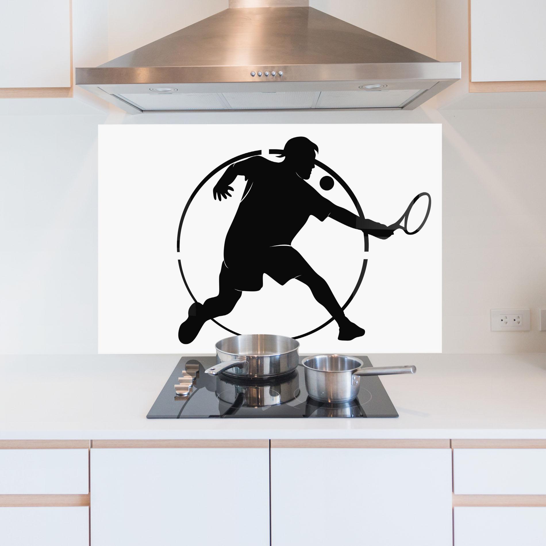 Küchenrückwand Glas Tennis Black Circle mockup 5