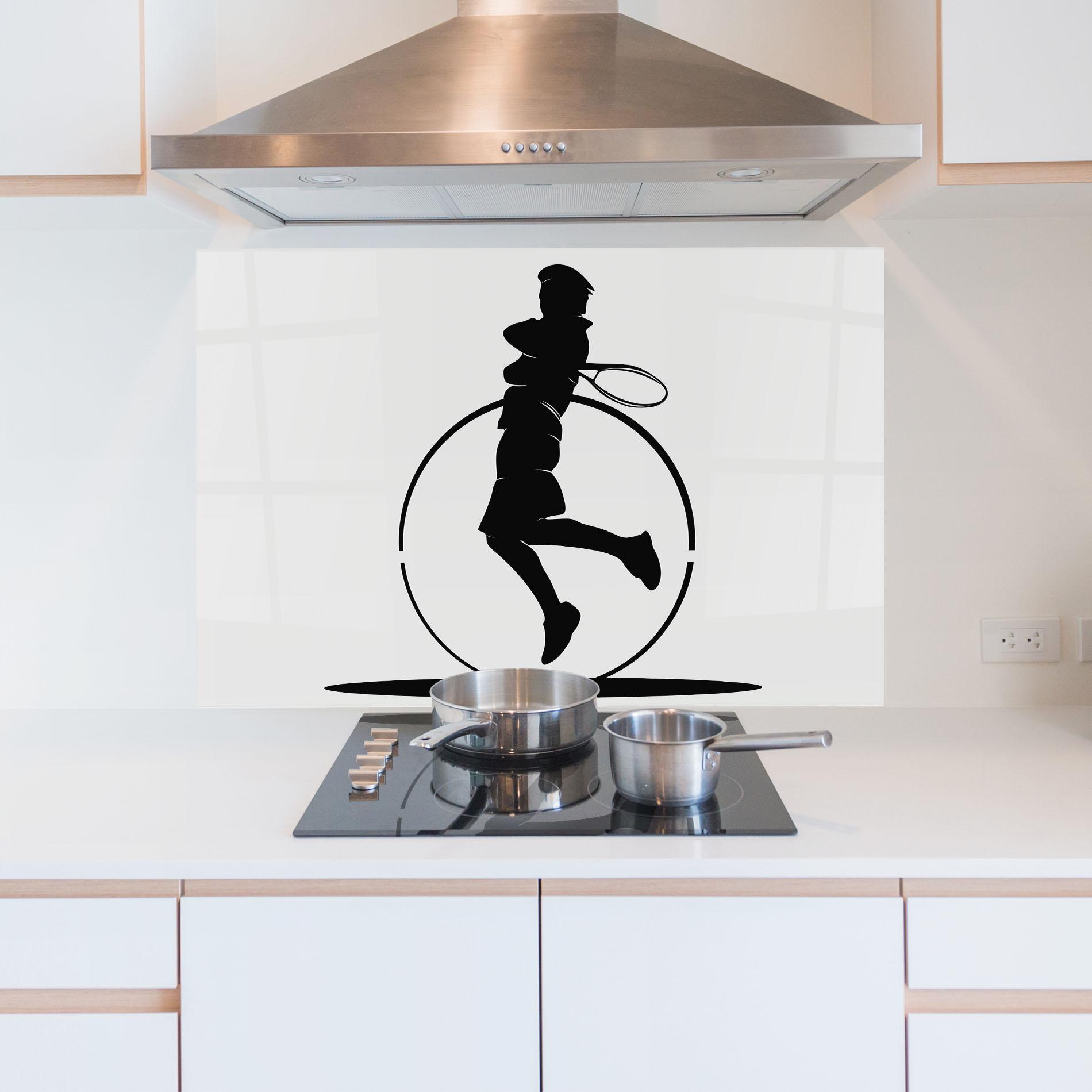 Küchenrückwand Glas Tennis Circle Black mockup 5