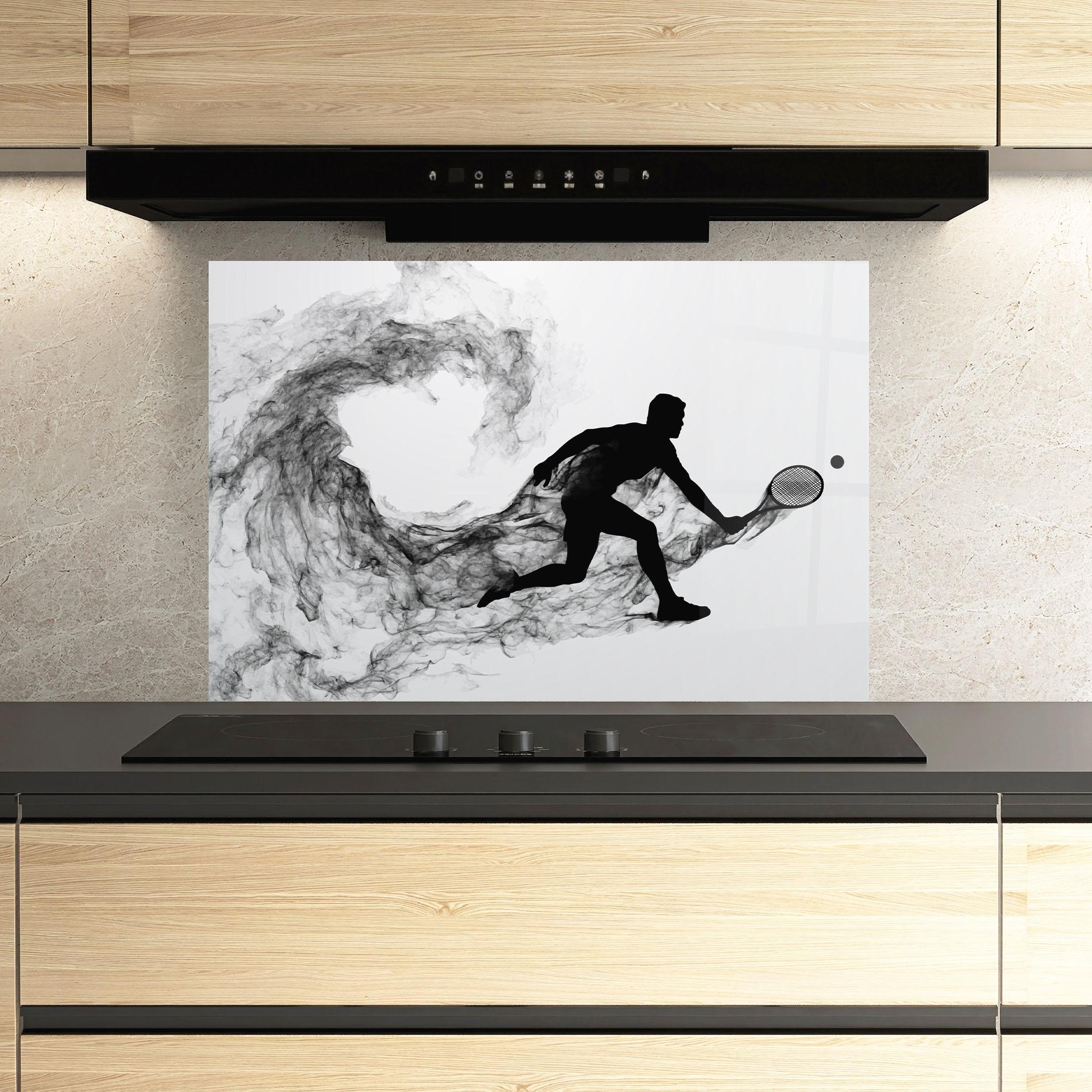 Küchenrückwand Glas Black Smoke Tennis mockup 3