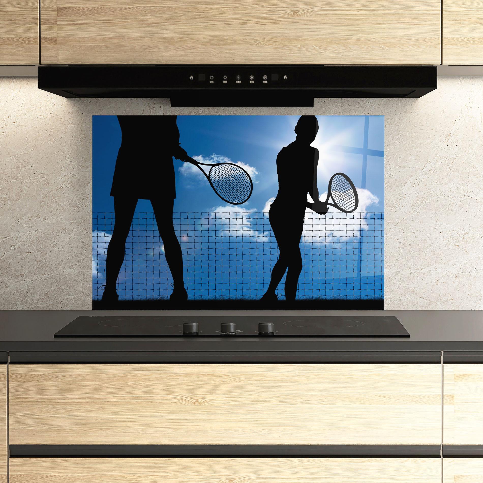 Küchenrückwand Glas Blue Sky Tennis mockup 3