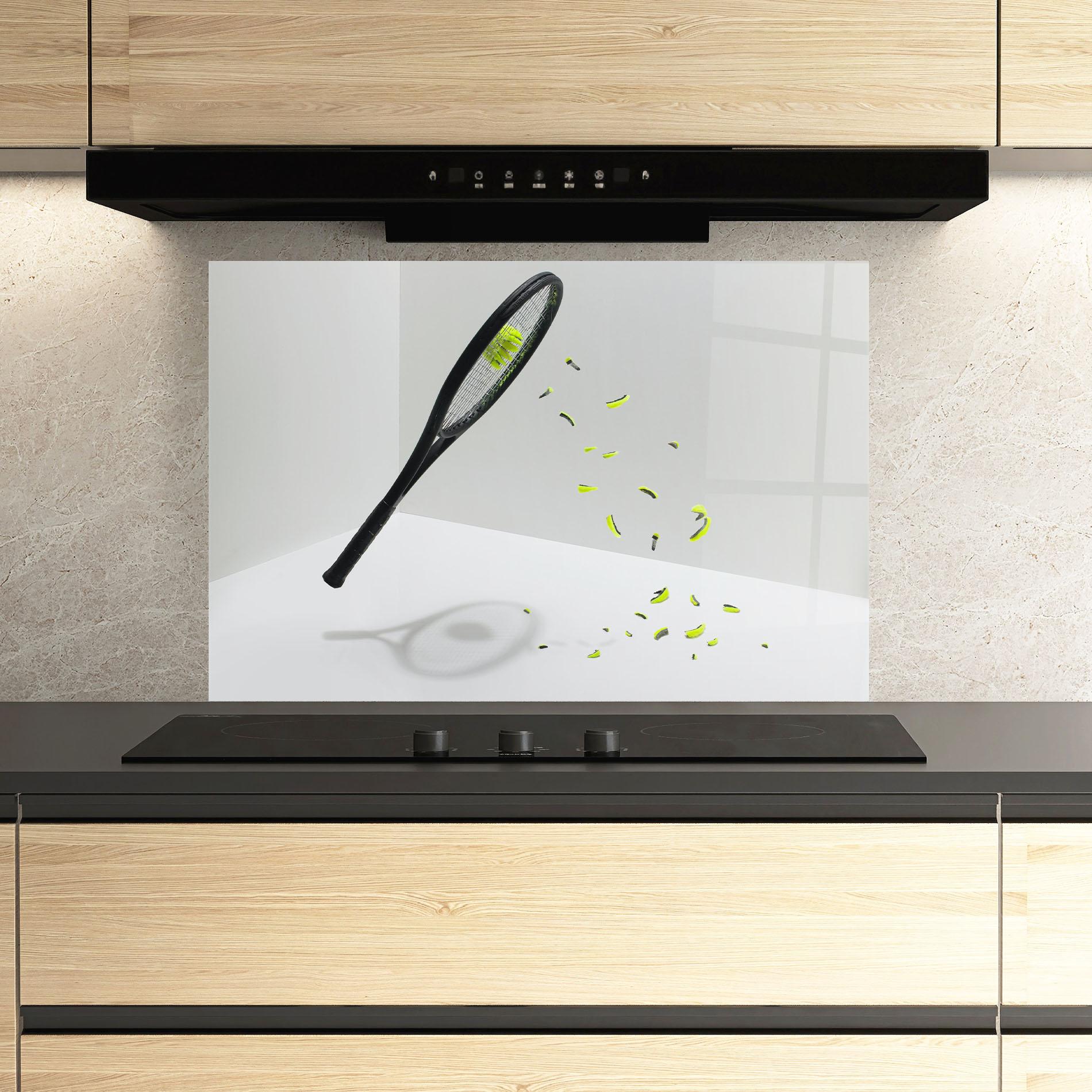 Küchenrückwand Glas Broken Tennis Ball mockup 3