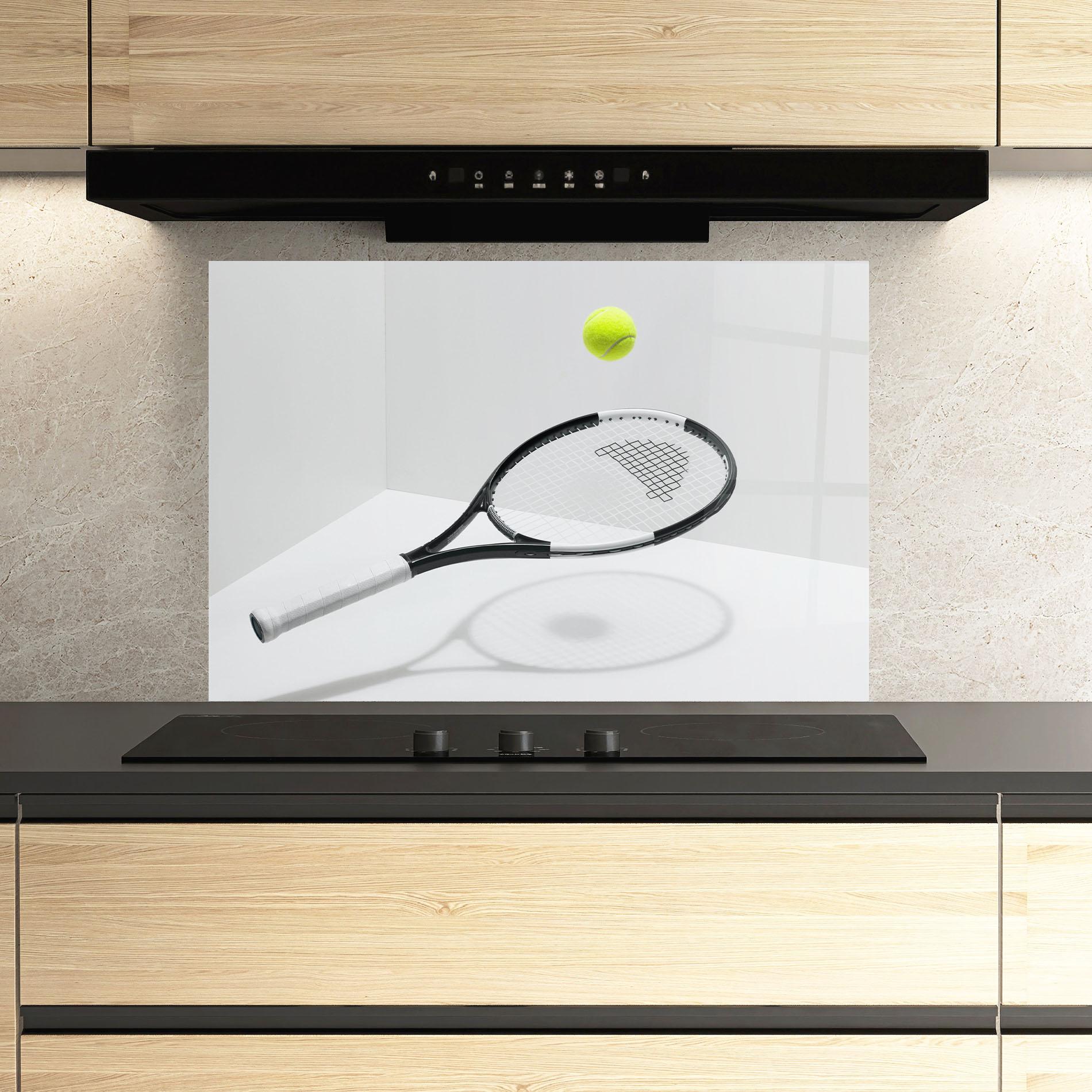 Küchenrückwand Glas Floating Tennis Racket mockup 3