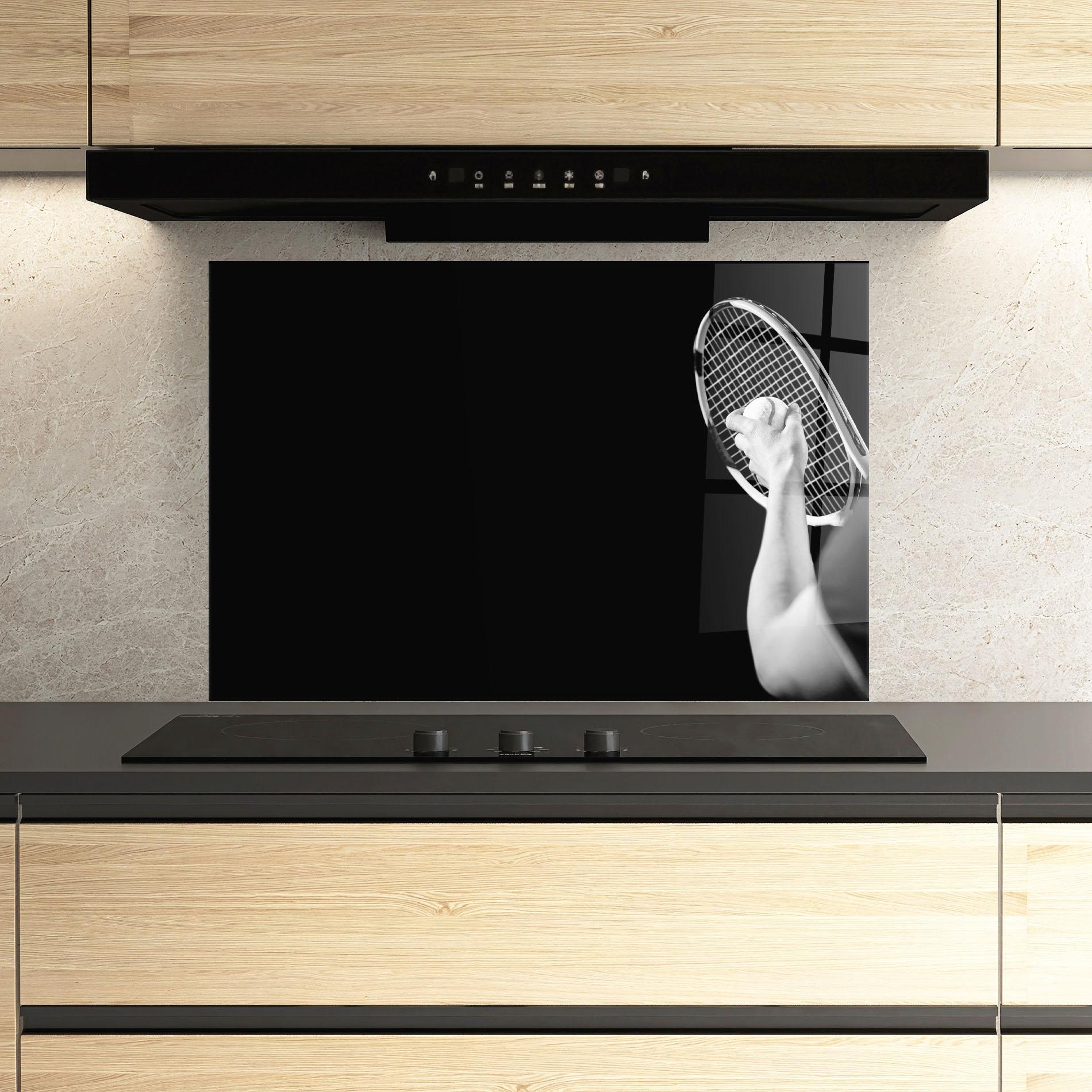 Küchenrückwand Glas Grey Tennis Racket mockup 3