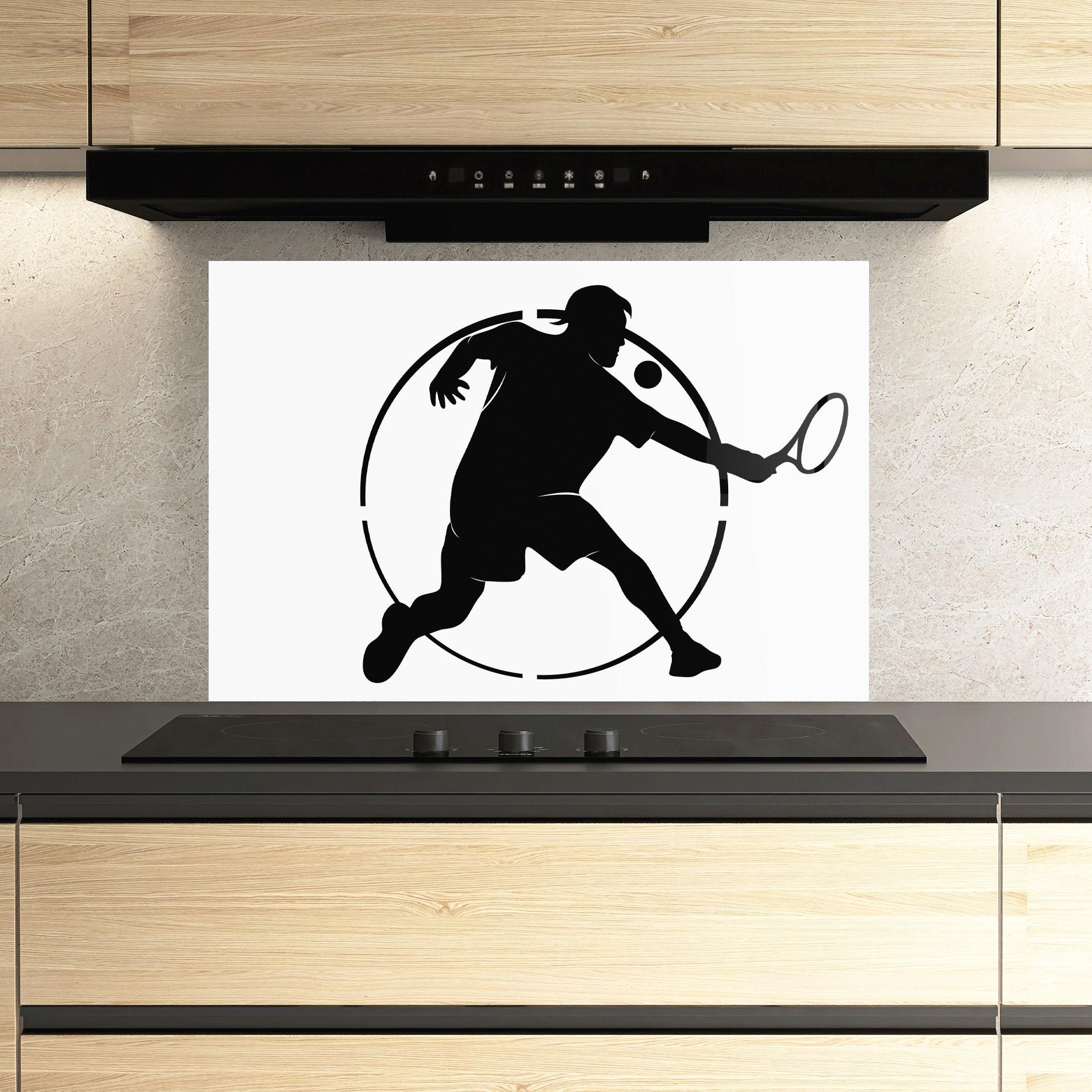Küchenrückwand Glas Tennis Black Circle mockup 3