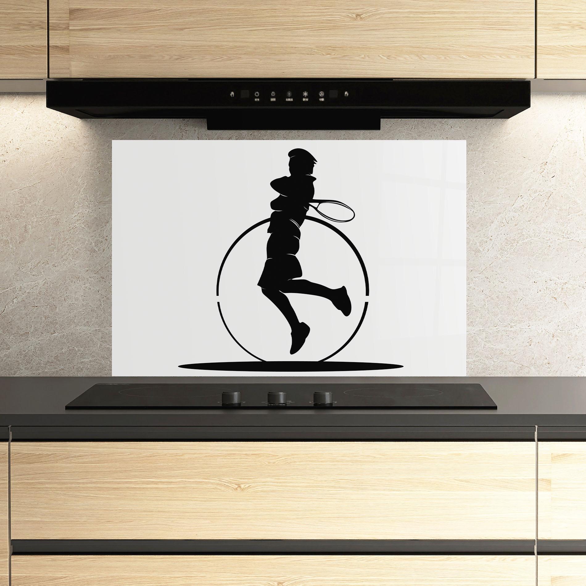 Küchenrückwand Glas Tennis Circle Black mockup 3