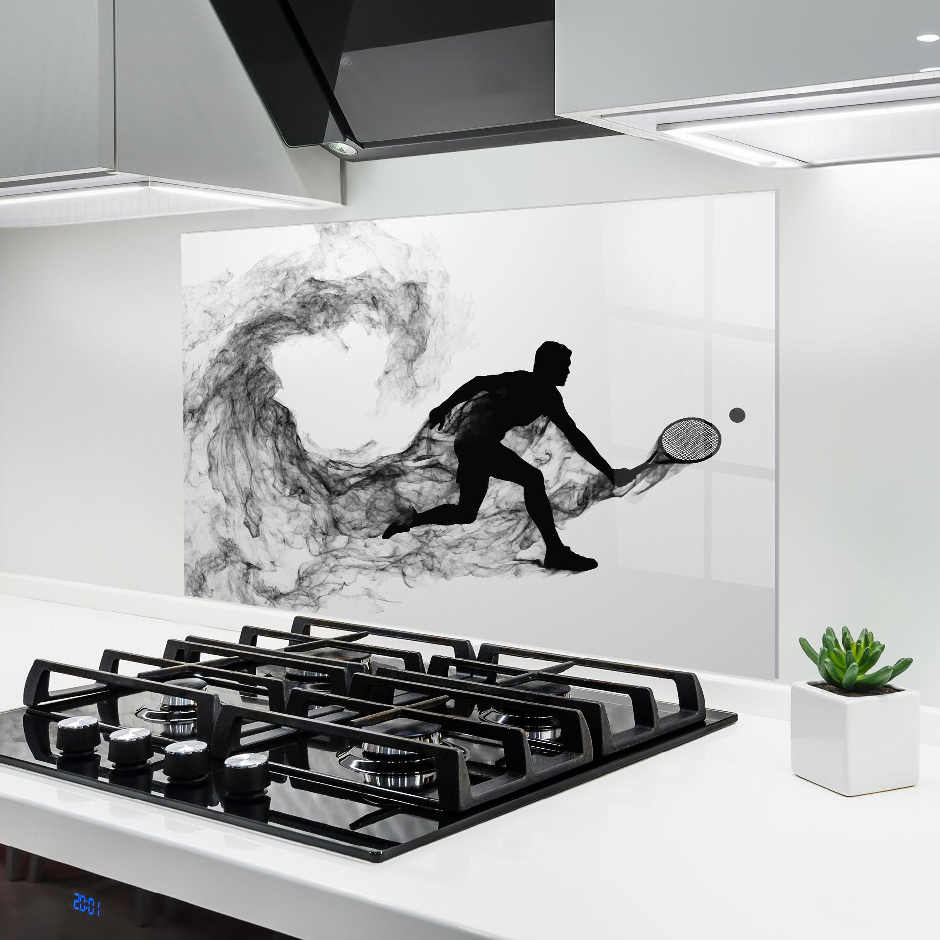 Küchenrückwand Glas Black Smoke Tennis mockup 6