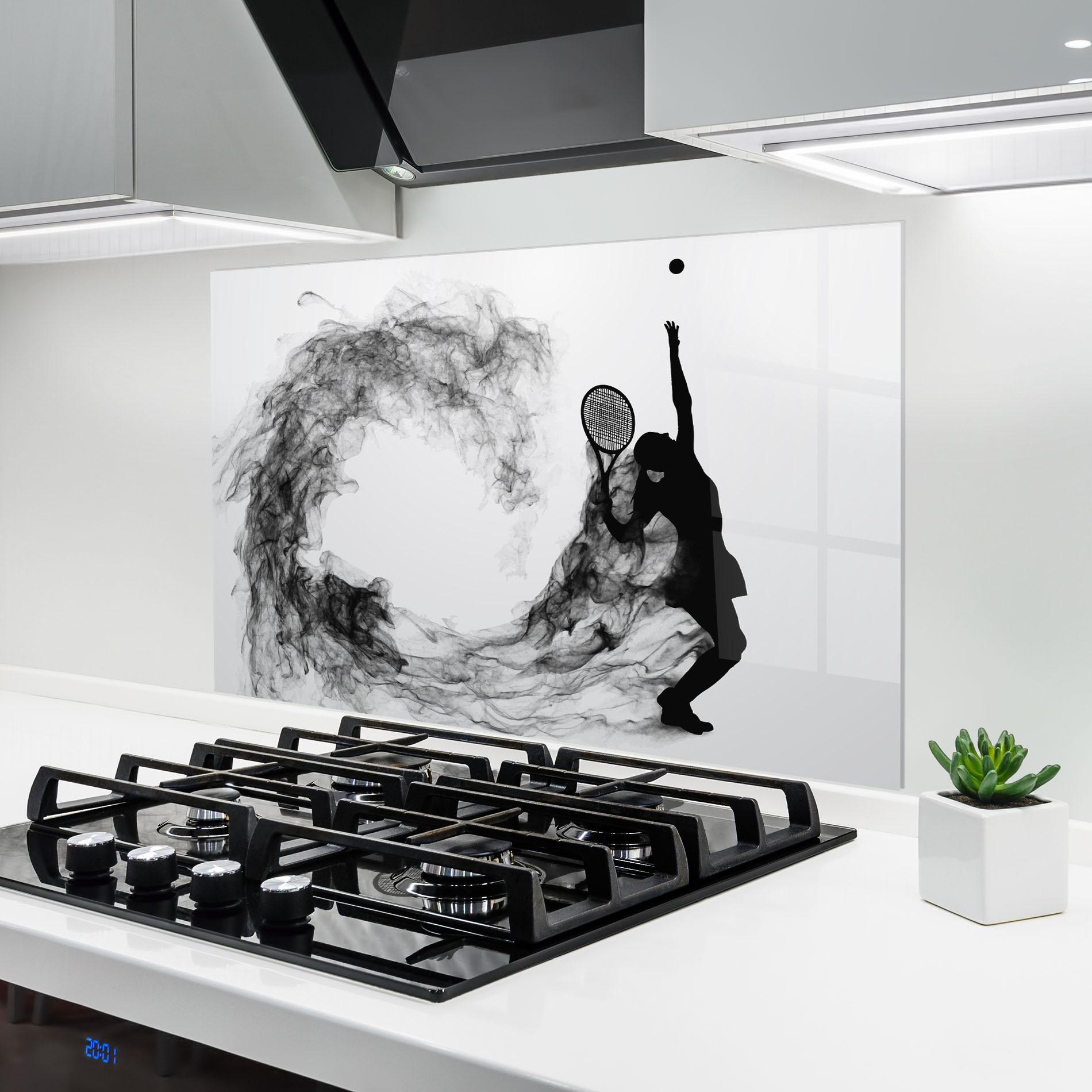 Küchenrückwand Glas Black Tennis Smoke mockup 6
