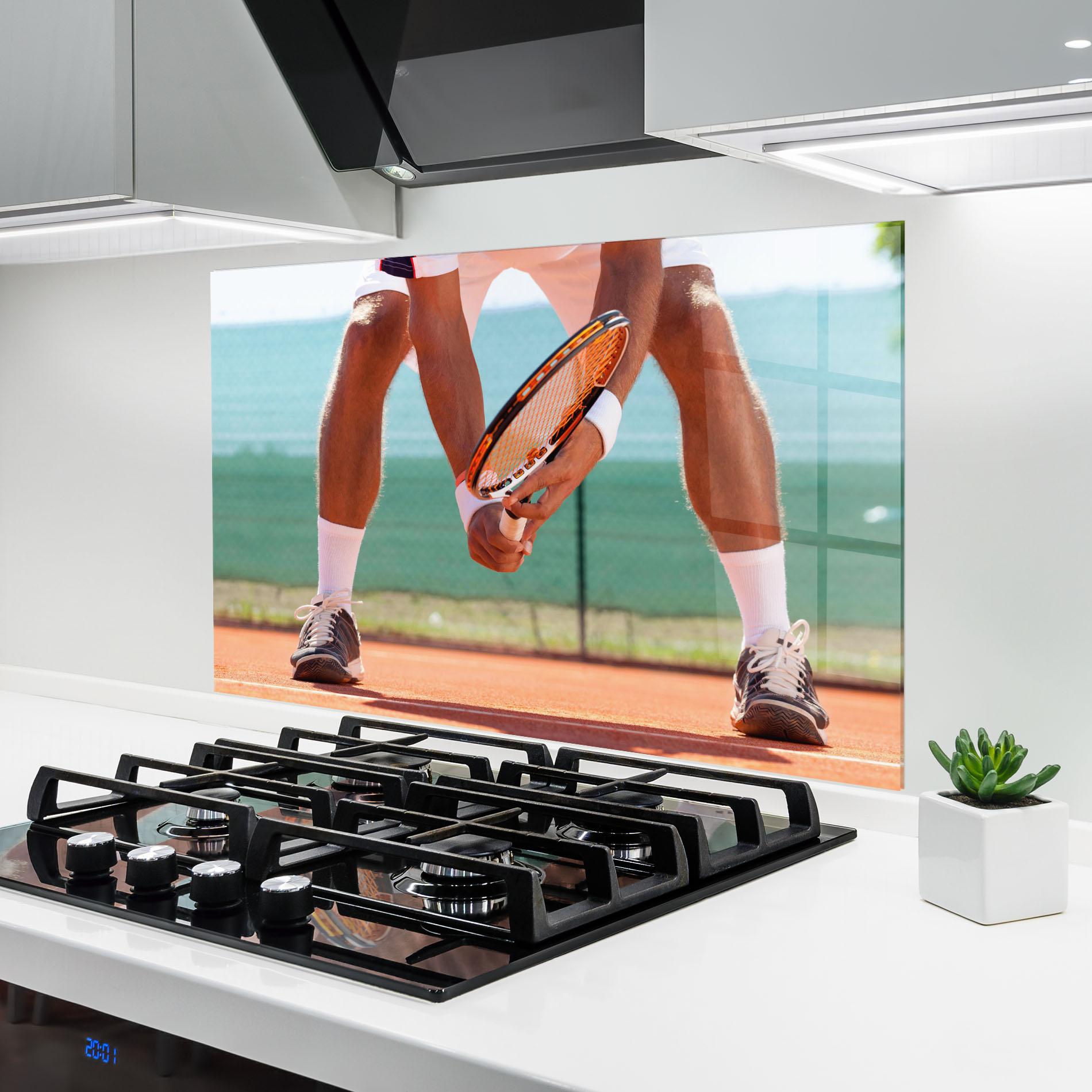 Küchenrückwand Glas Tennis Player In Action mockup 6