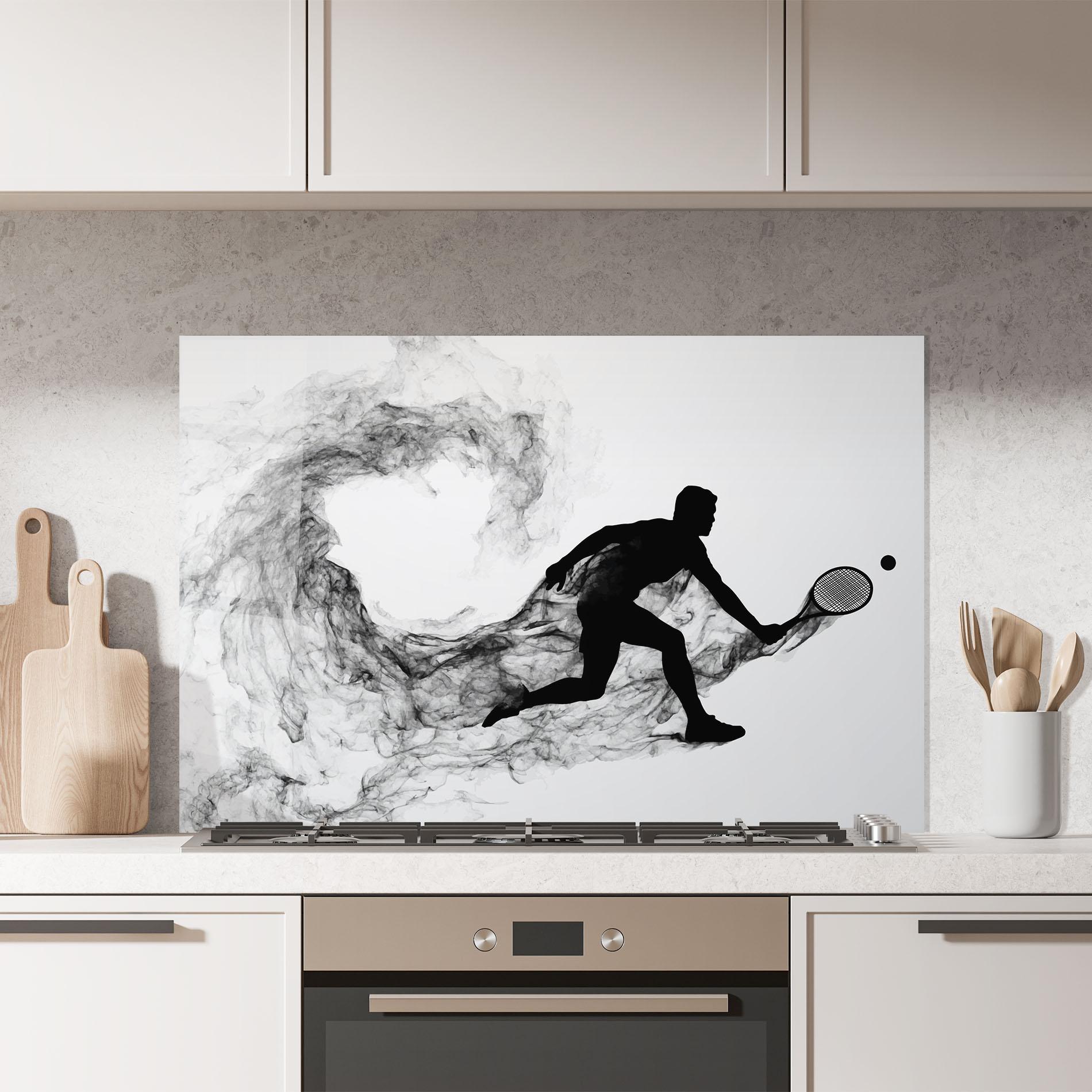 Küchenrückwand Glas Black Smoke Tennis mockup 7