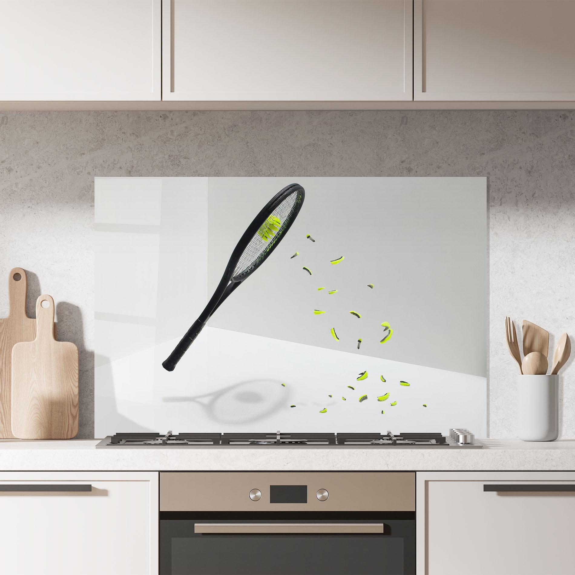Küchenrückwand Glas Broken Tennis Ball mockup 7