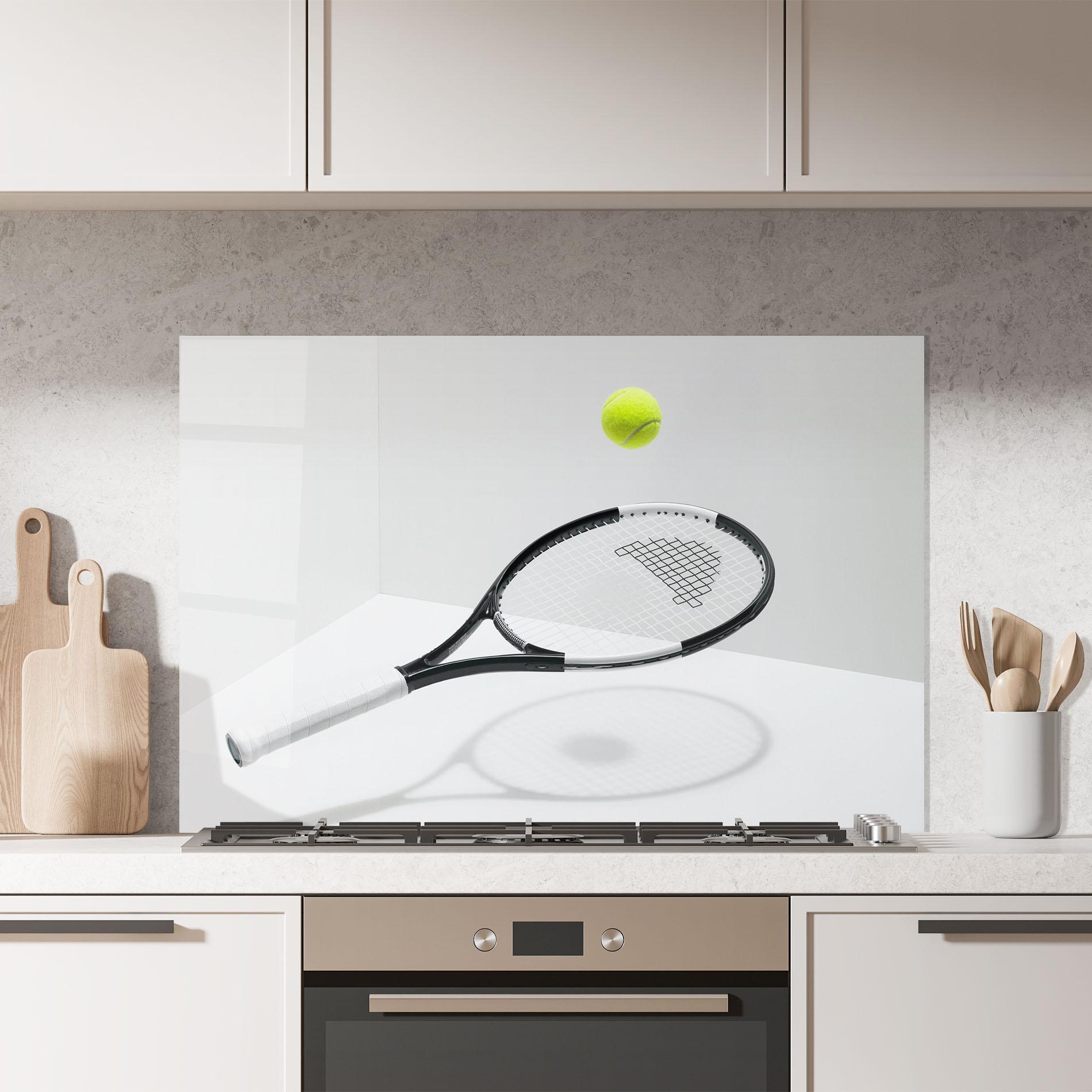 Küchenrückwand Glas Floating Tennis Racket mockup 7