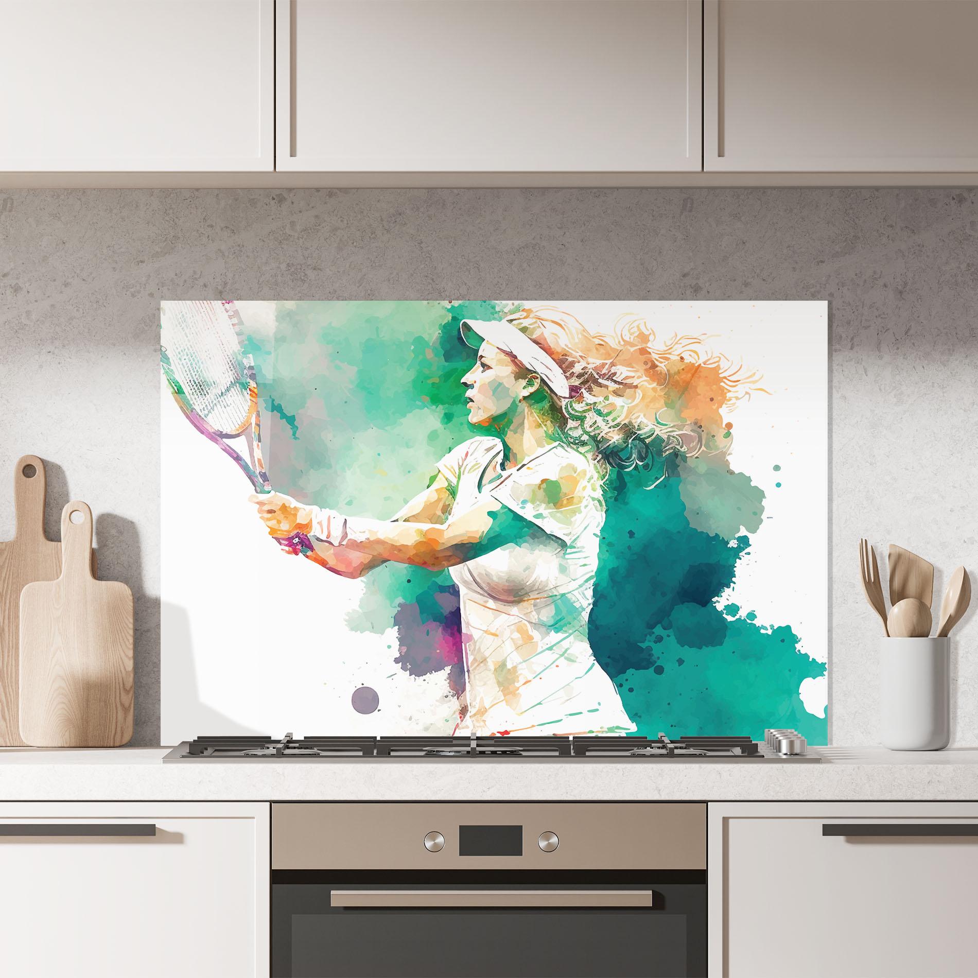 Küchenrückwand Glas Green Art Tennis mockup 7