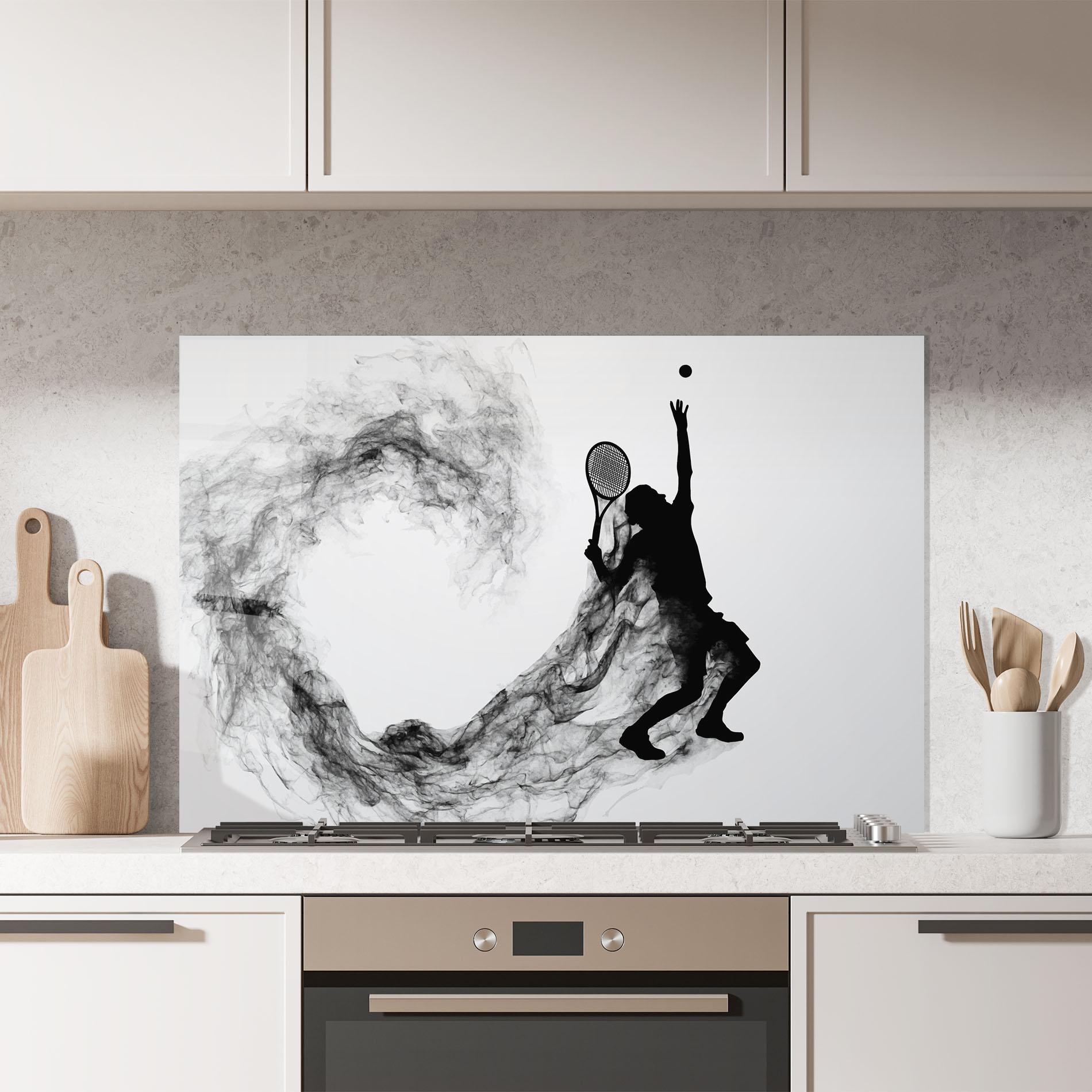 Küchenrückwand Glas Tennis Black Smoke mockup 7