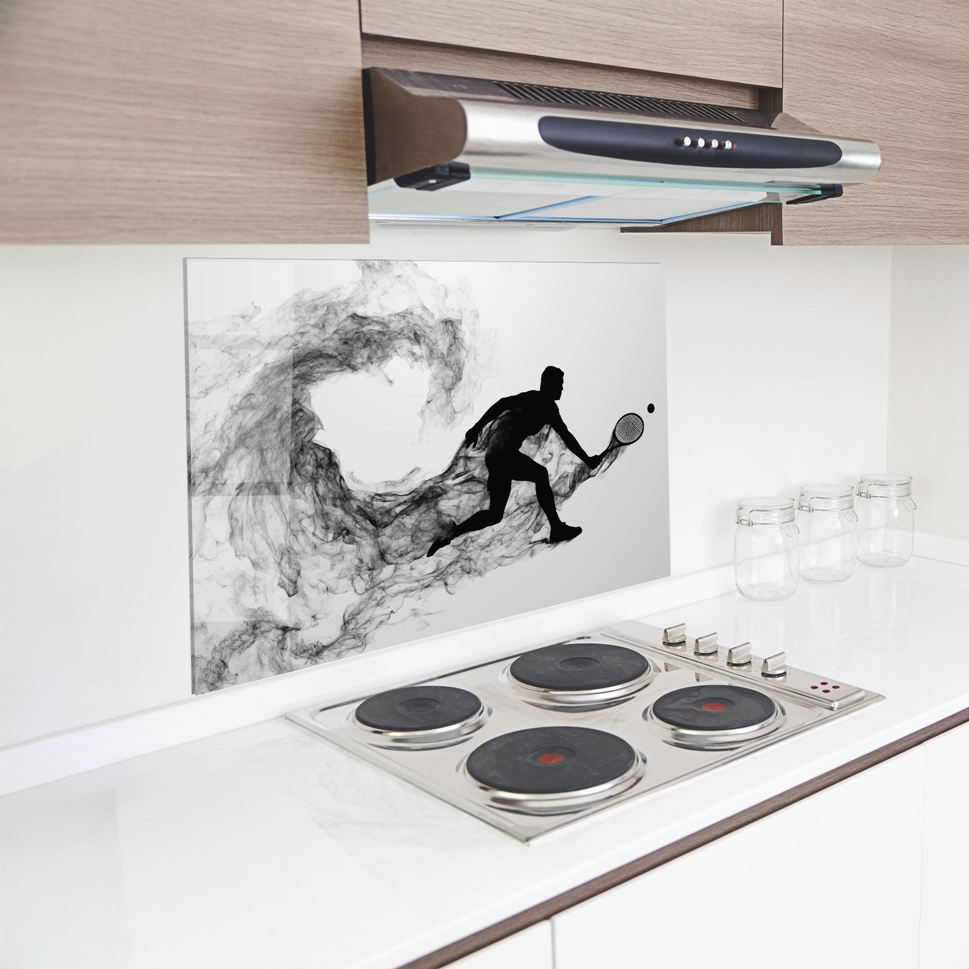 Küchenrückwand Glas Black Smoke Tennis mockup 8