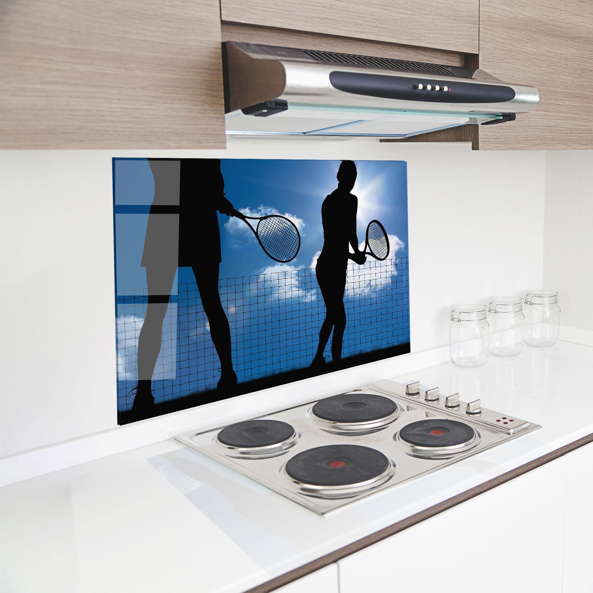 Küchenrückwand Glas Blue Sky Tennis mockup 8